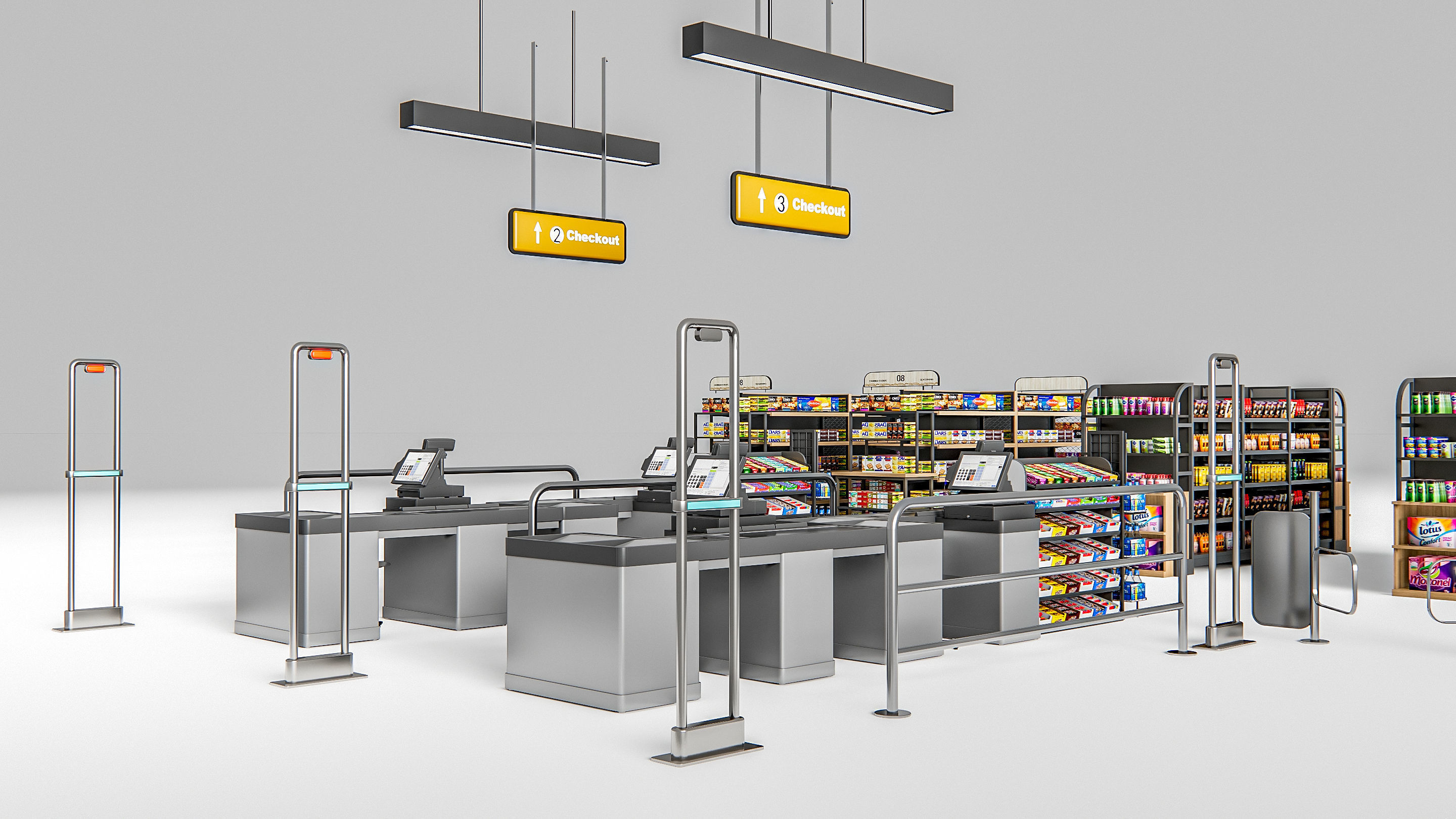 Supermarket Shop Store Elements checkout 1 3D model_12