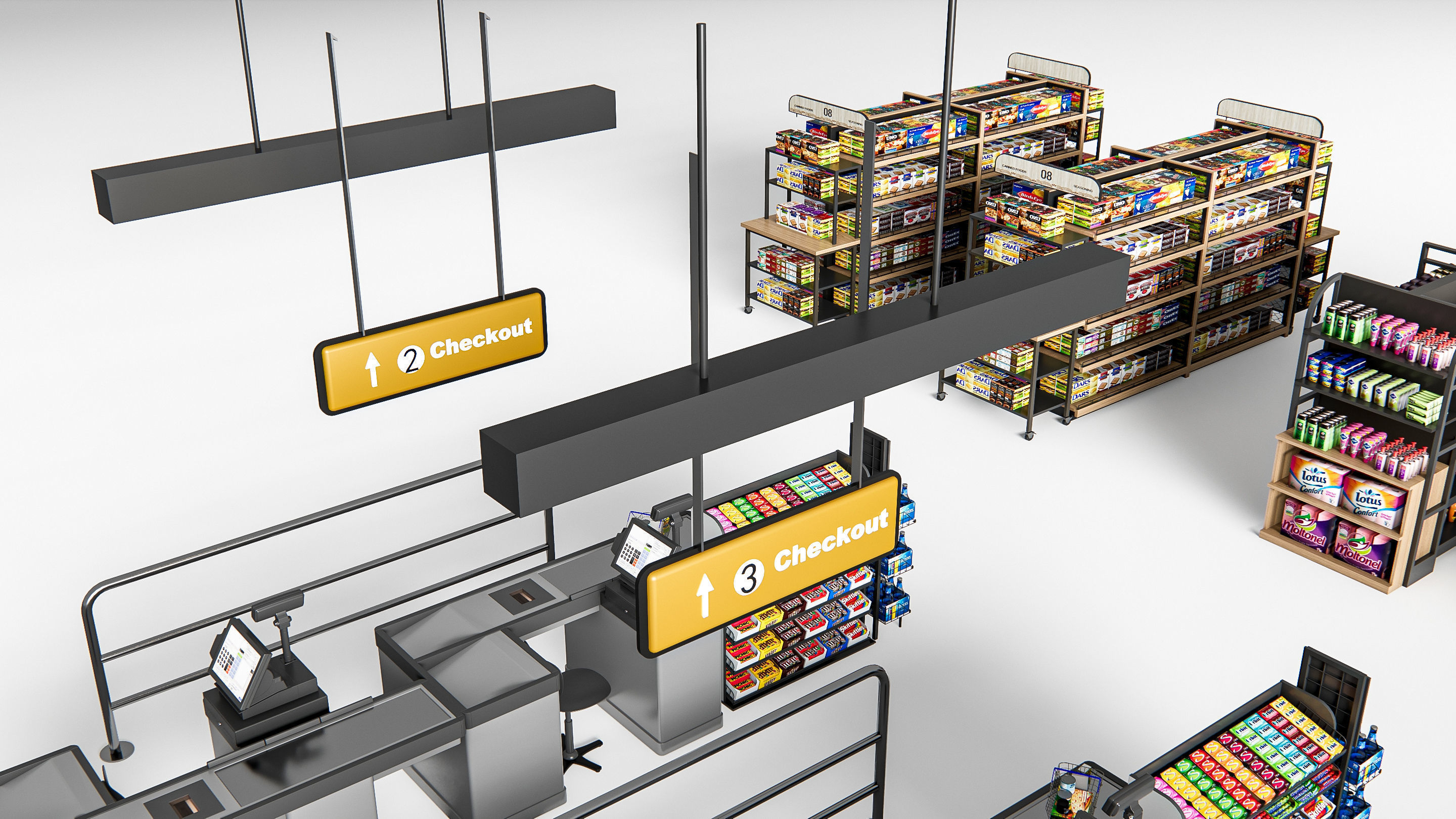 Supermarket Shop Store Elements checkout 1 3D model_14