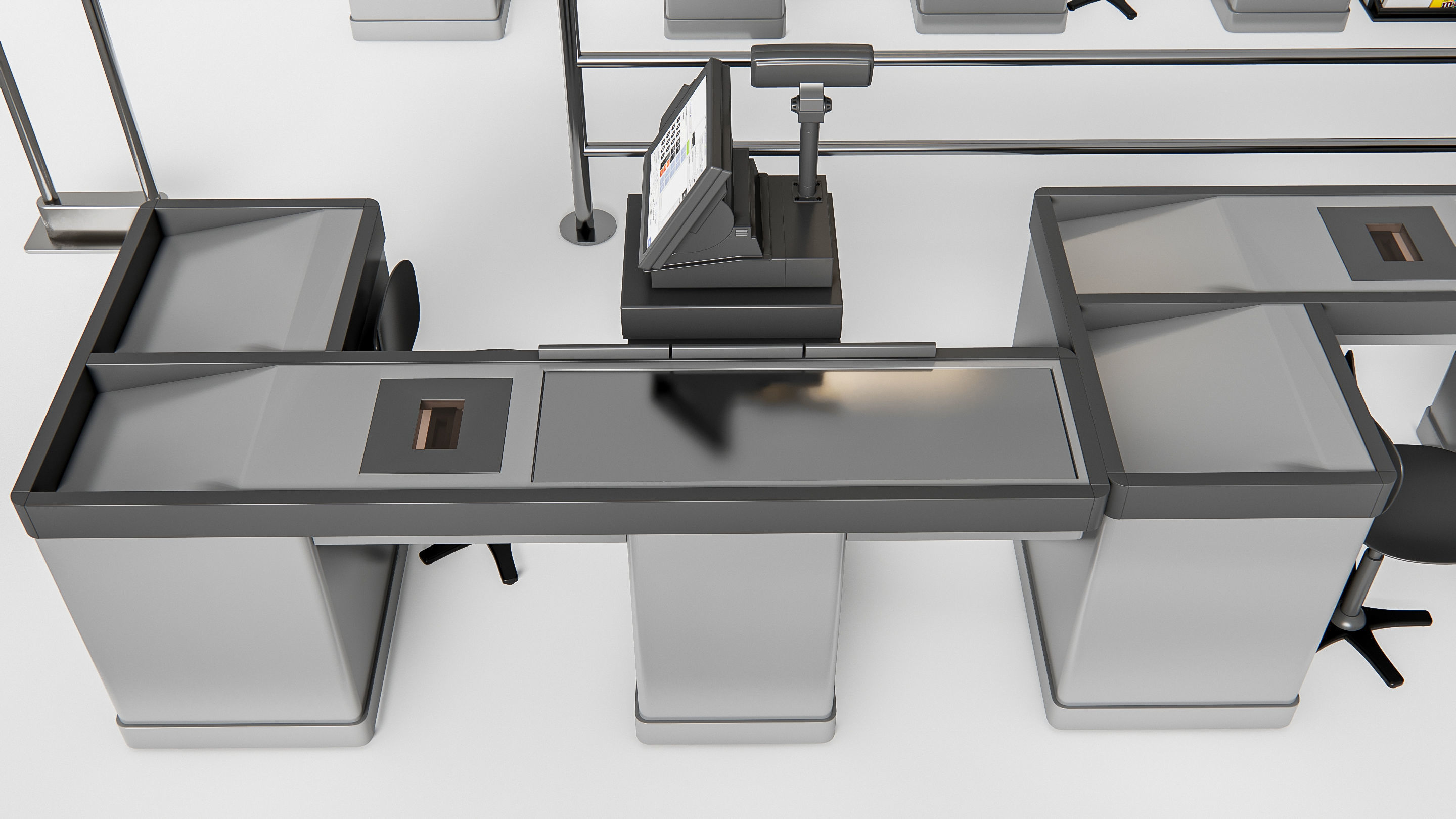 Supermarket Shop Store Elements checkout 1 3D model_4
