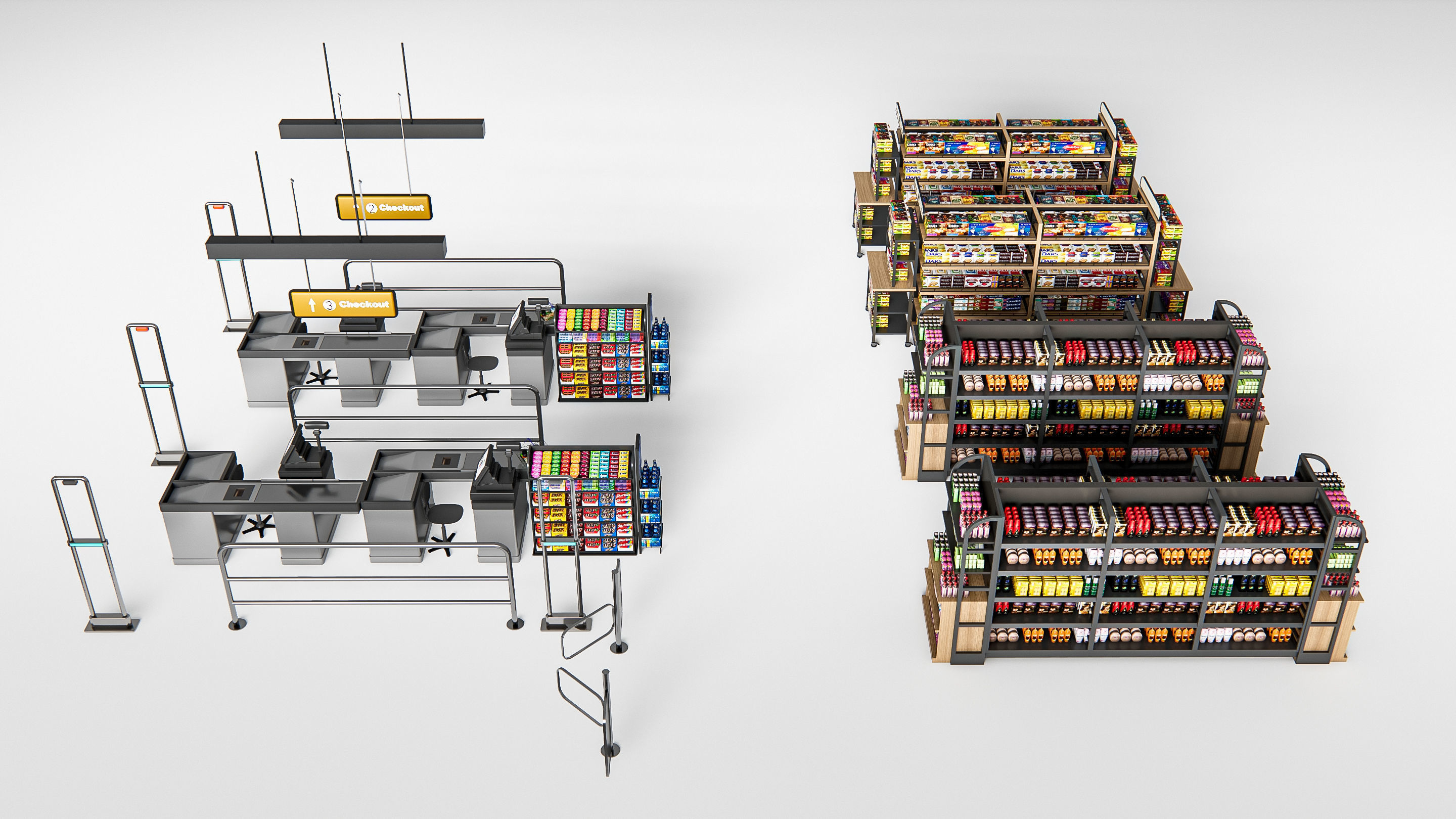Supermarket Shop Store Elements checkout 1 3D model_8