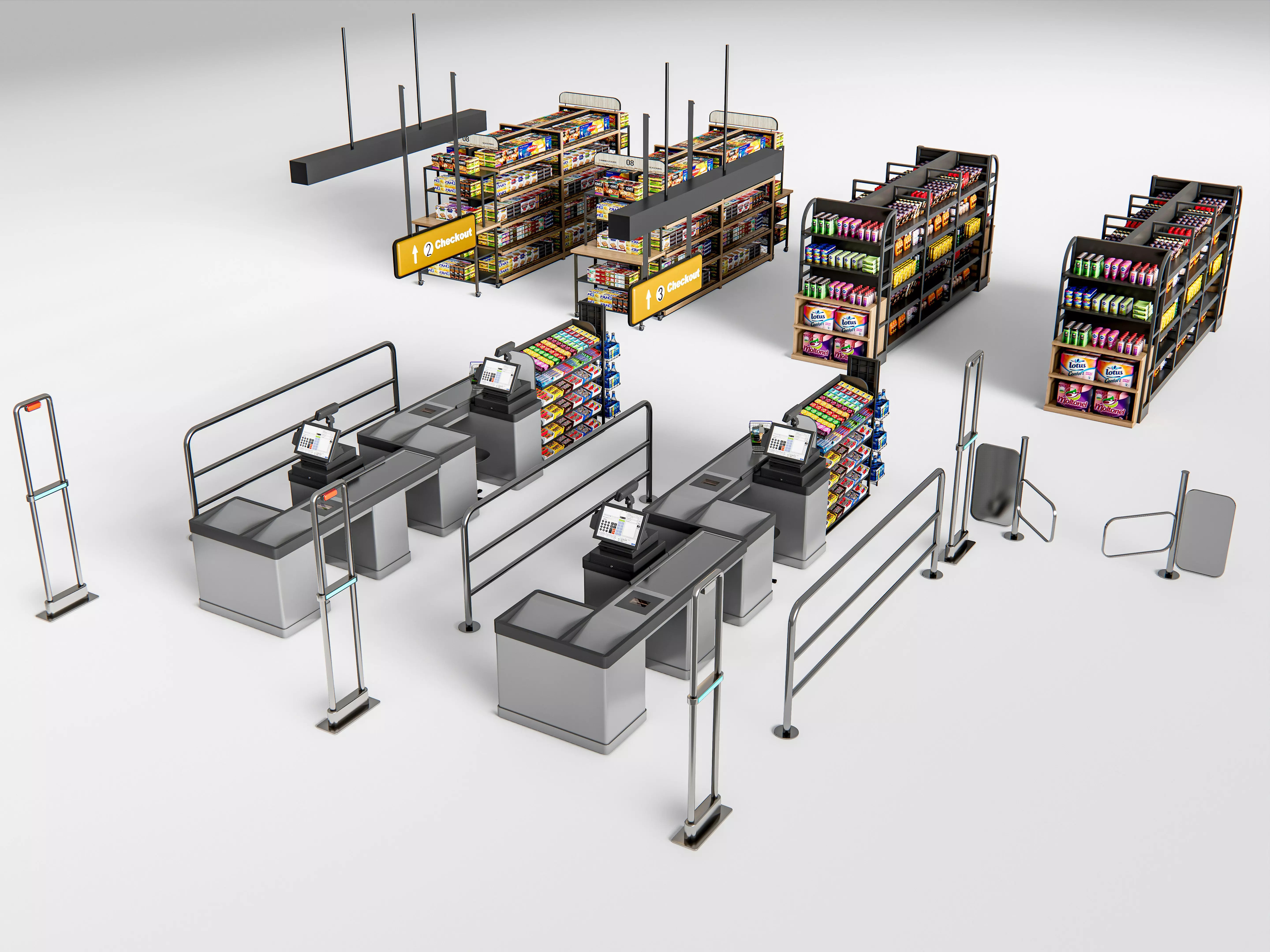 Supermarket Shop Store Elements checkout 1 3D model_0