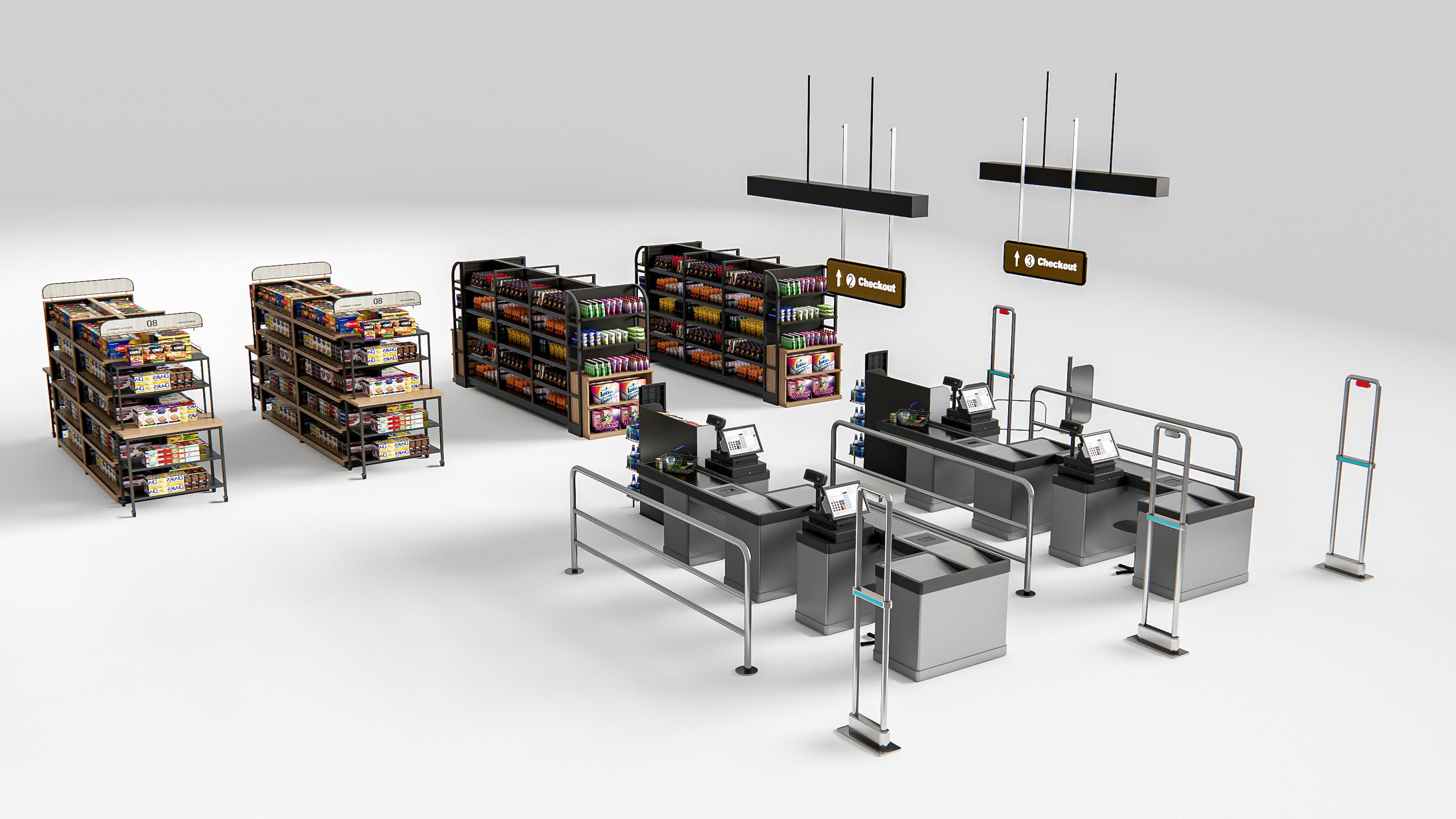 Supermarket Shop Store Elements checkout 1 3D model_2