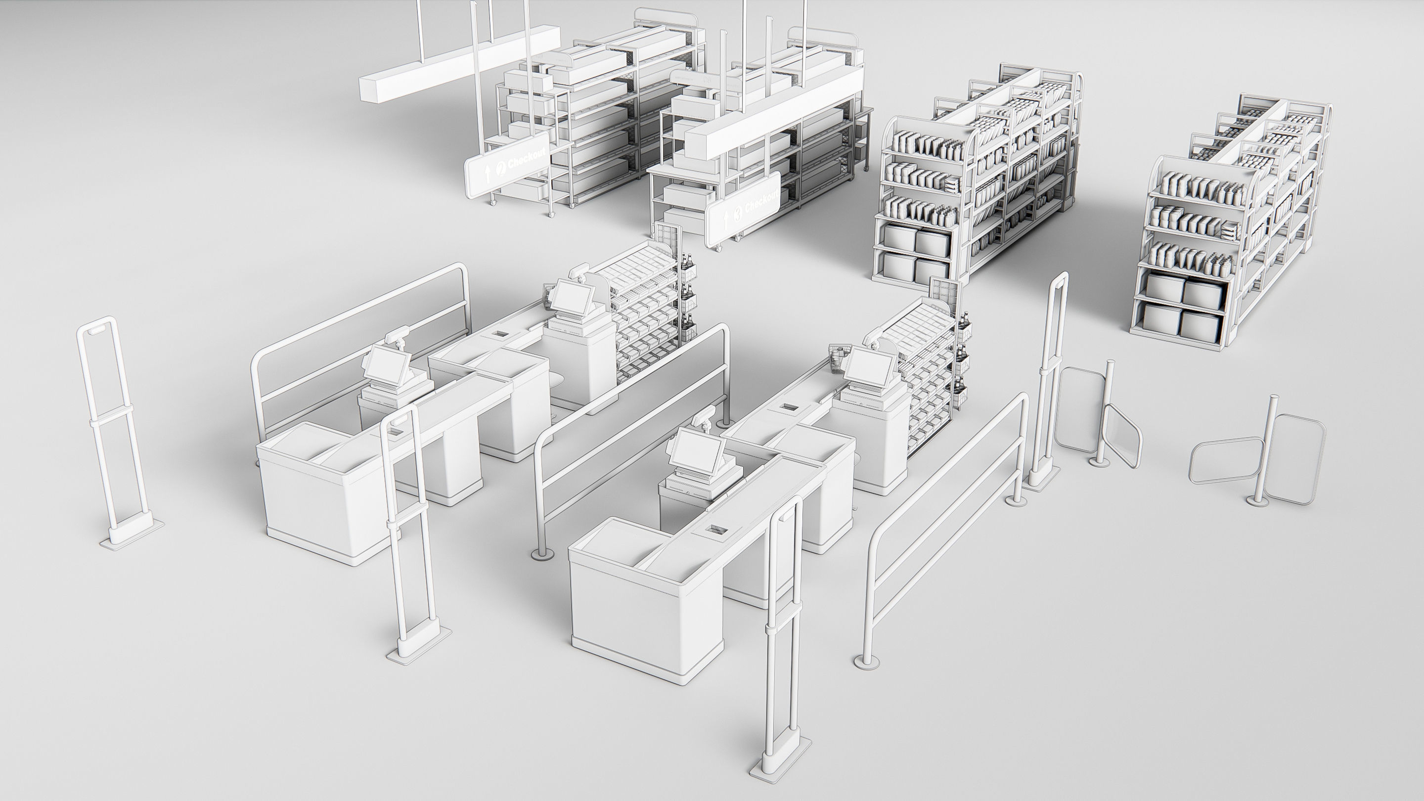 Supermarket Shop Store Elements checkout 1 3D model_17
