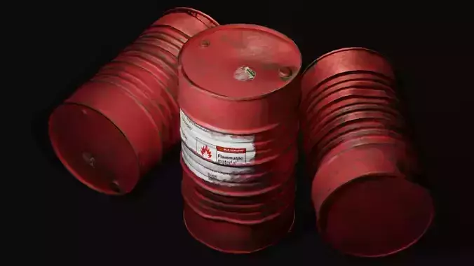 Low Poly Oil Barrel - PBR Game-Ready Asset