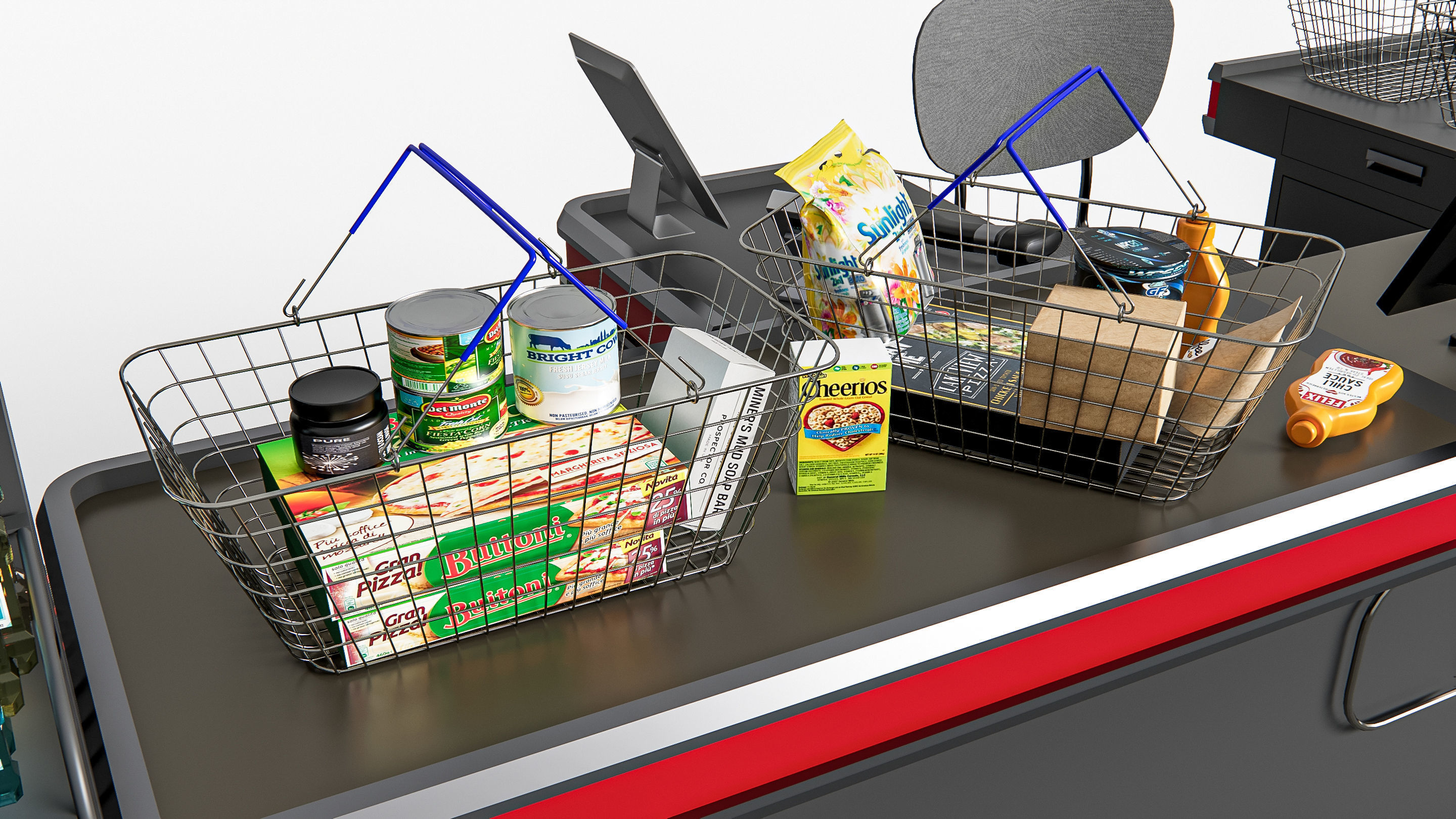 Supermarket Shop Store Elements checkout 2 3D model_12