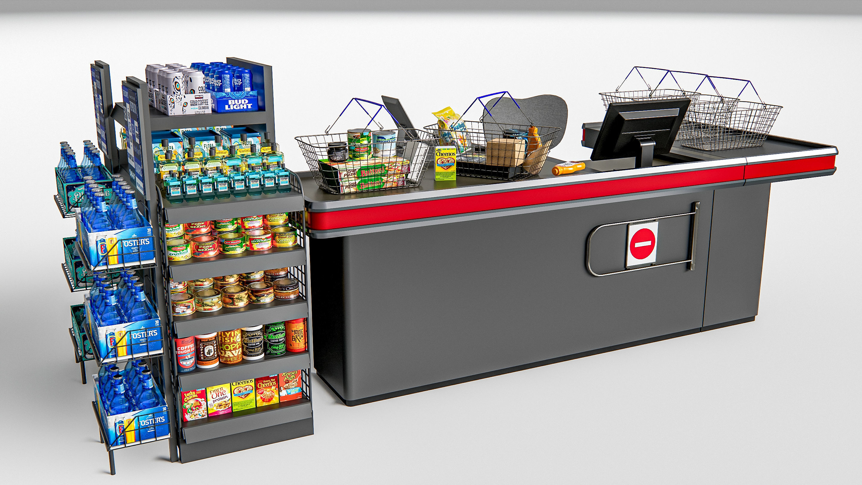 Supermarket Shop Store Elements checkout 2 3D model_13