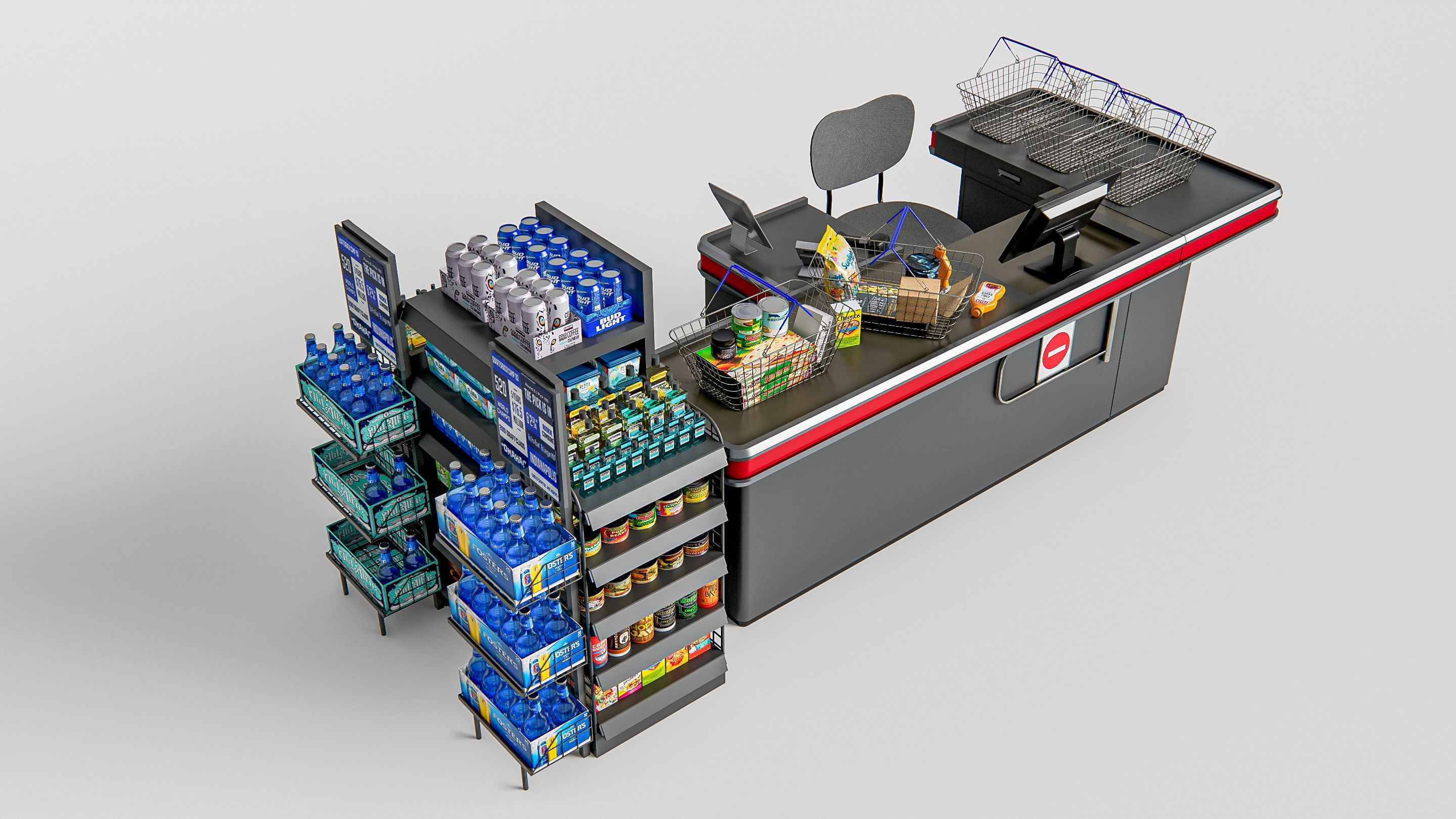 Supermarket Shop Store Elements checkout 2 3D model_19