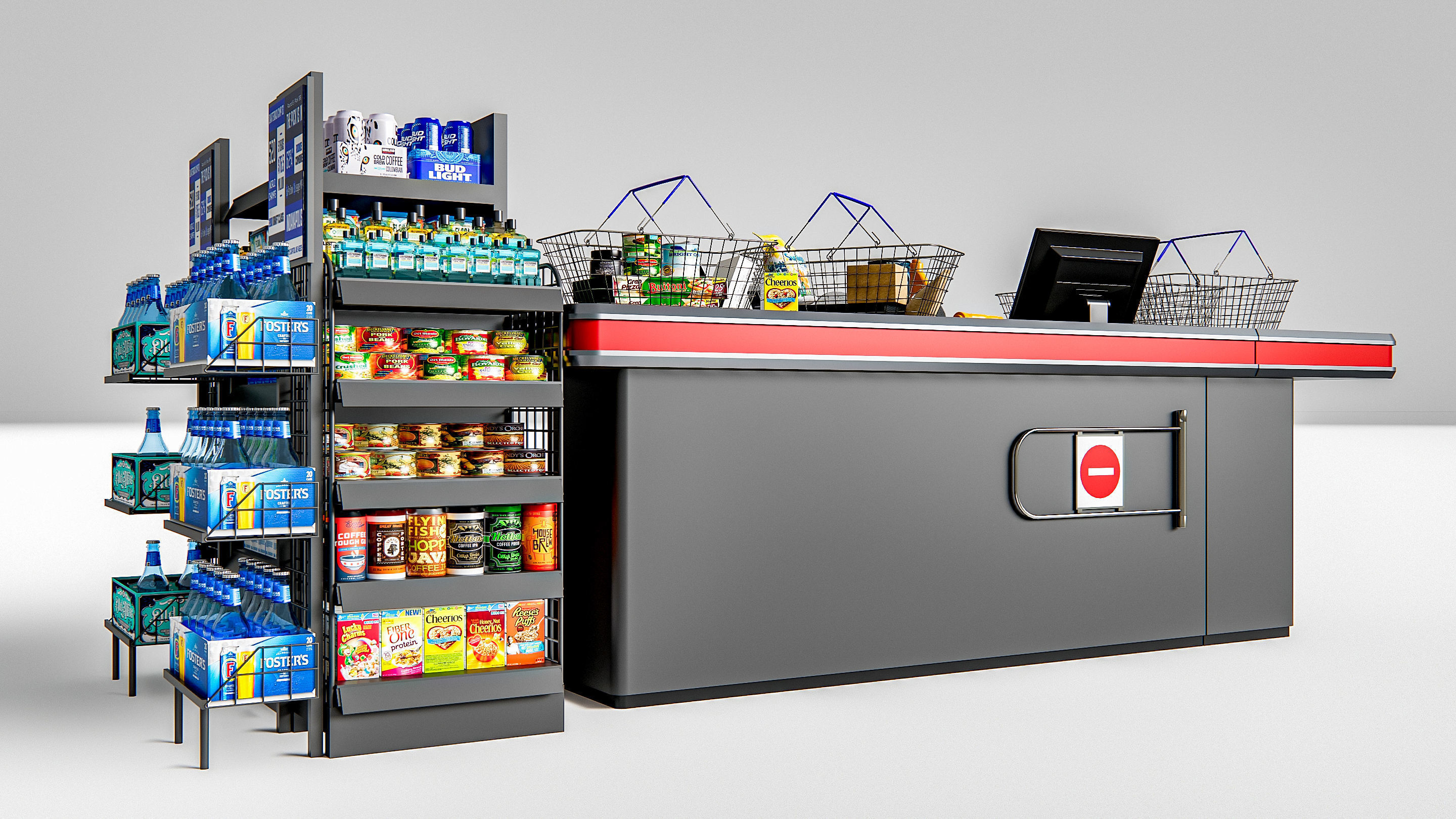 Supermarket Shop Store Elements checkout 2 3D model_14