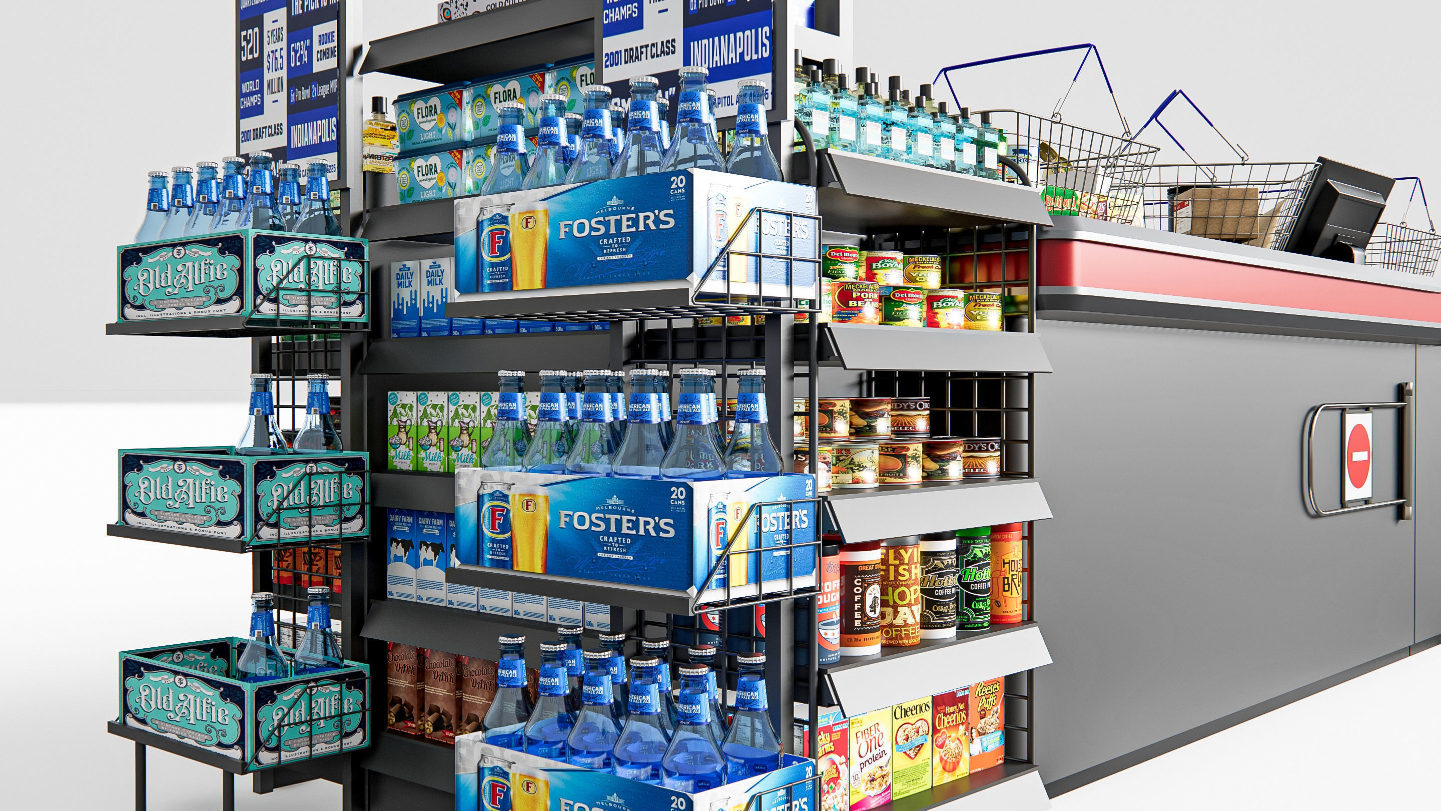 Supermarket Shop Store Elements checkout 2 3D model_2