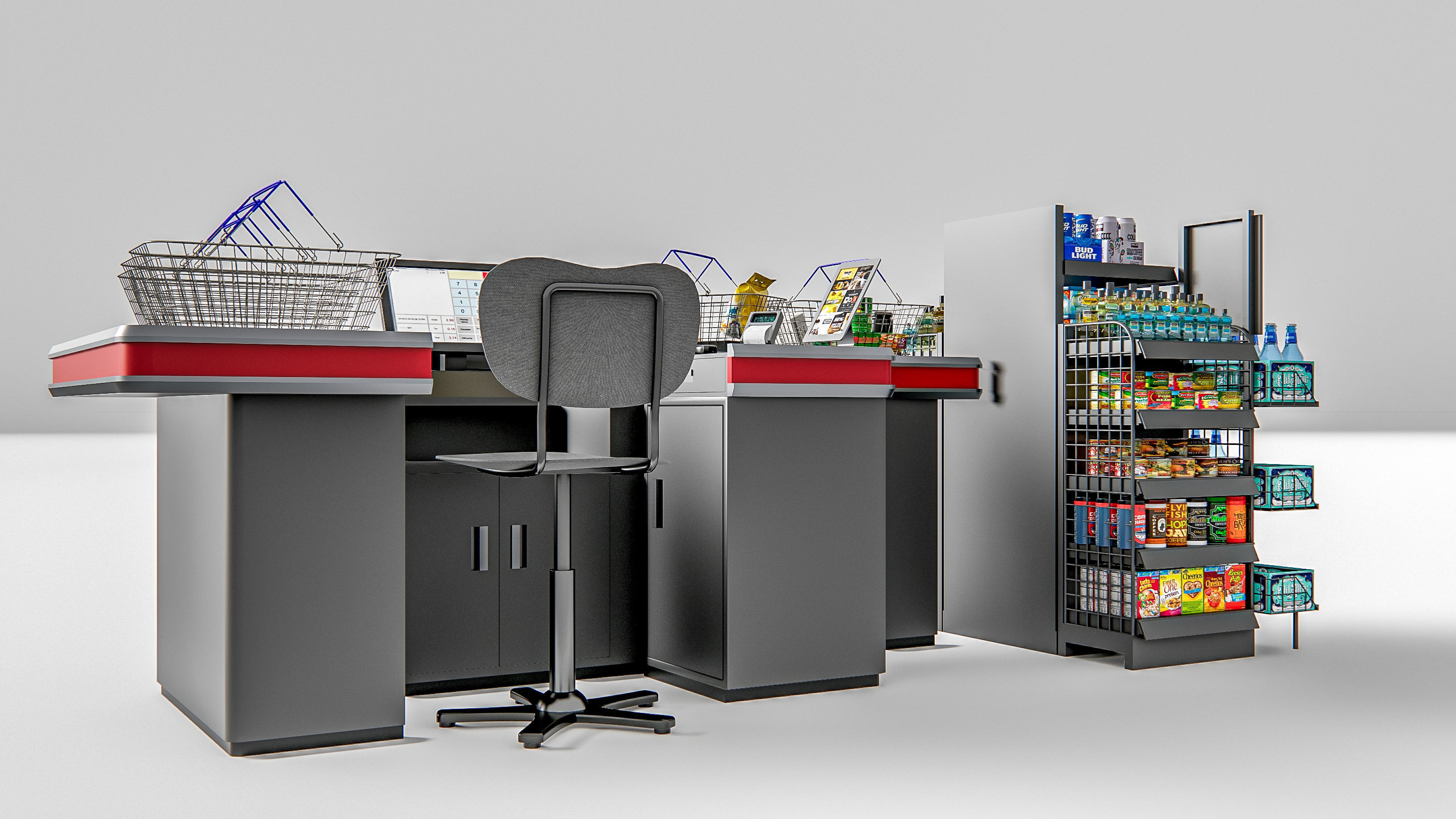 Supermarket Shop Store Elements checkout 2 3D model_7