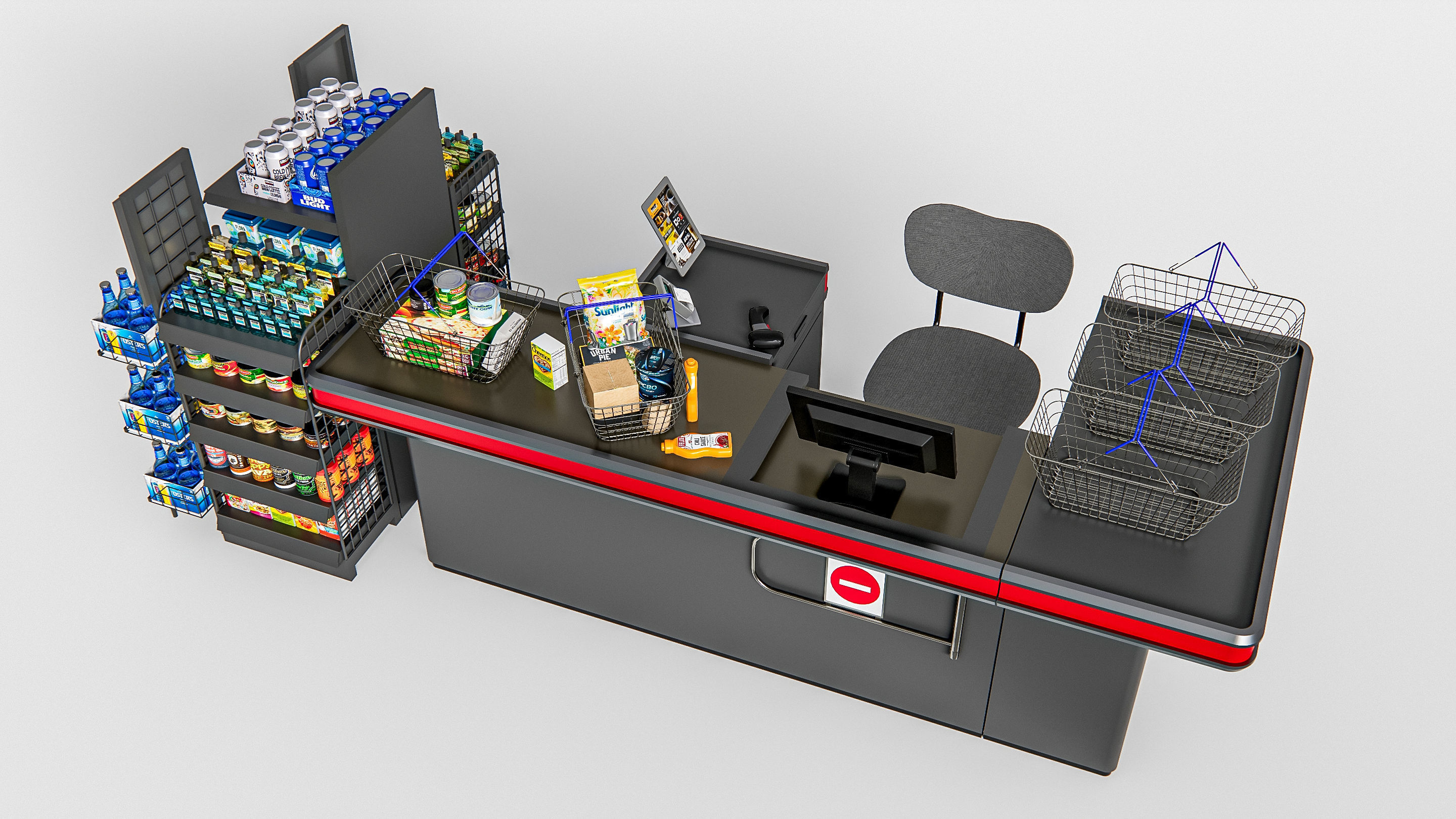 Supermarket Shop Store Elements checkout 2 3D model_16
