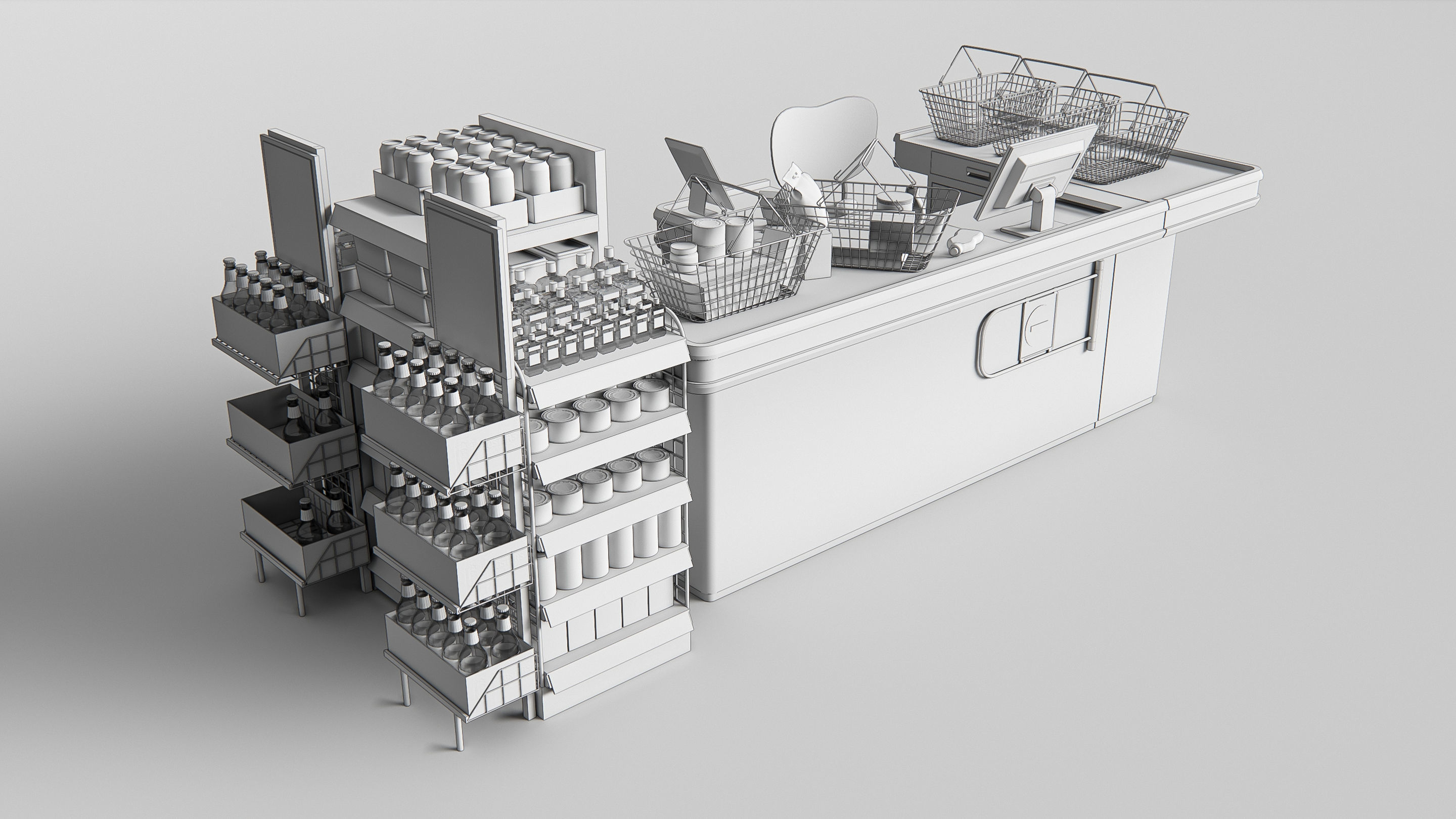 Supermarket Shop Store Elements checkout 2 3D model_21