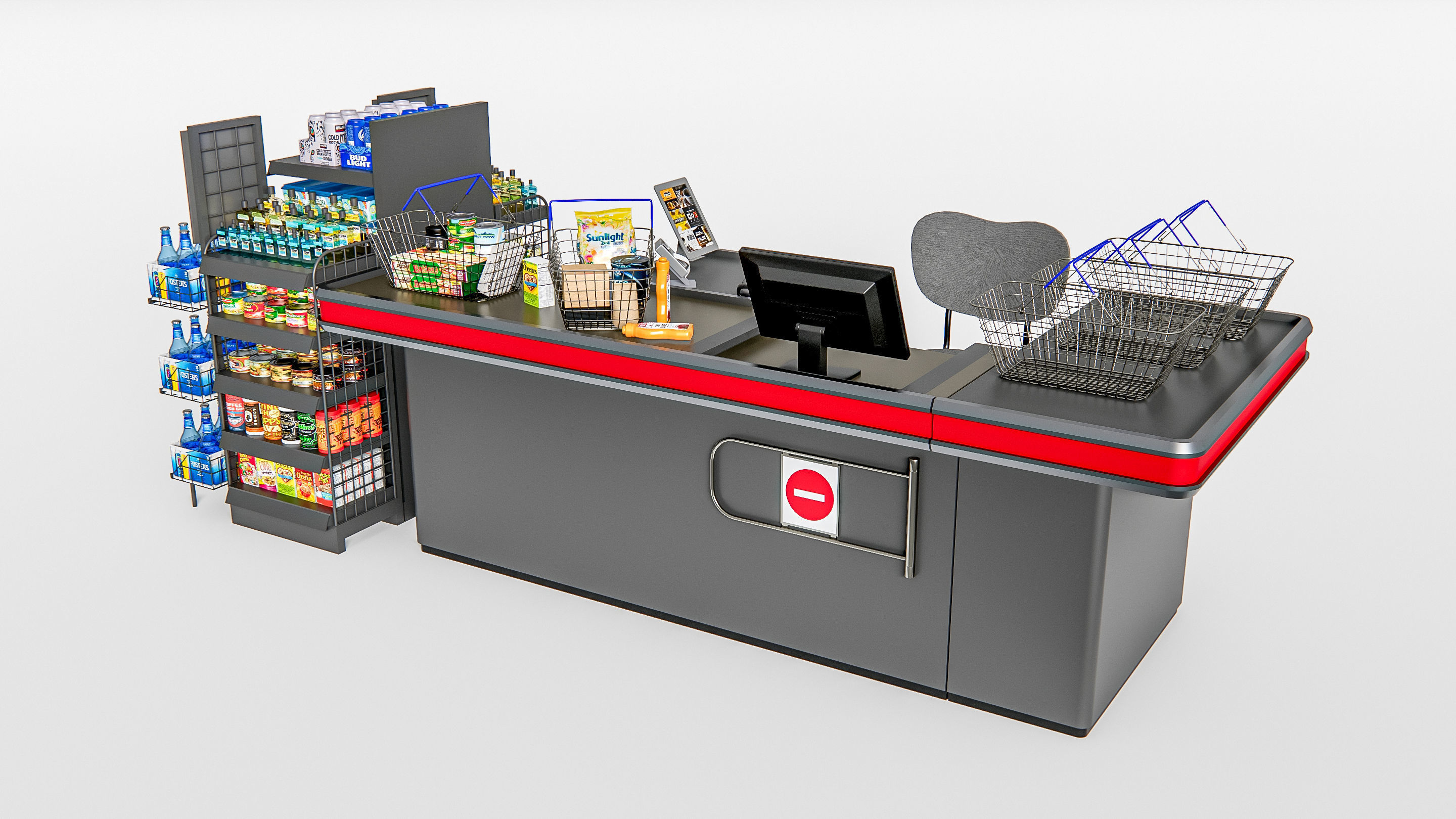 Supermarket Shop Store Elements checkout 2 3D model_18