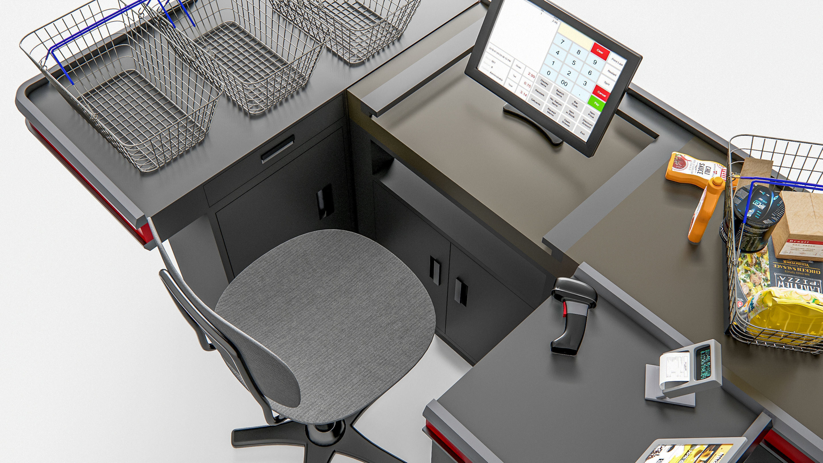 Supermarket Shop Store Elements checkout 2 3D model_8