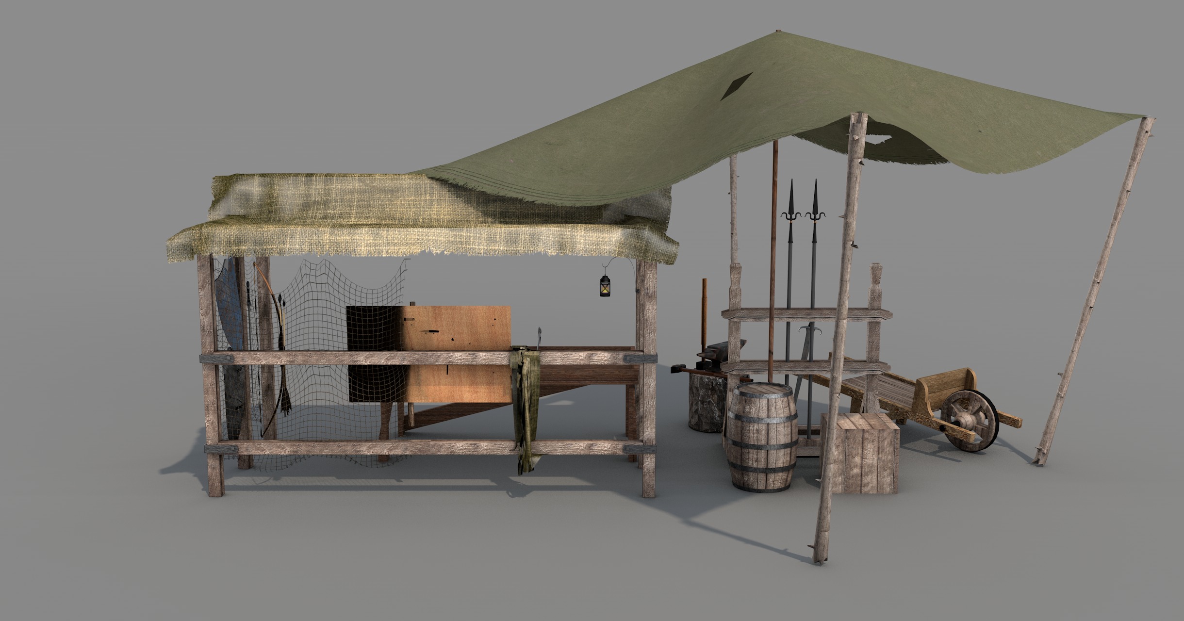 Medieval Market Stall 02 3D model_3