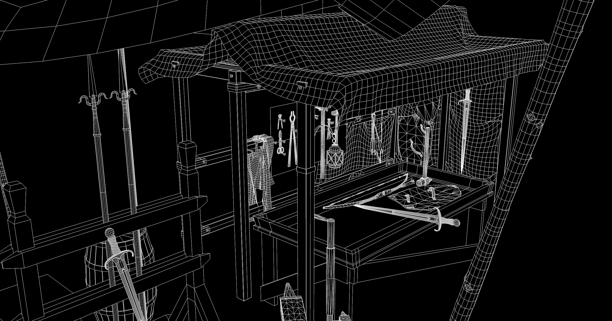 Medieval Market Stall 02 3D model_7