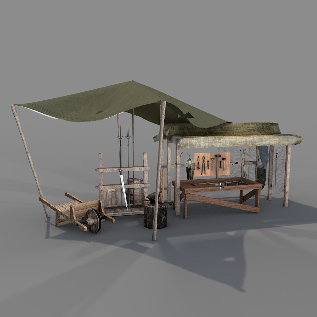 Medieval Market Stall 02 3D model_9