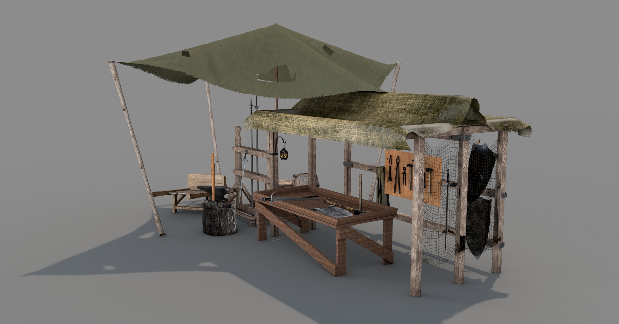 Medieval Market Stall 02 3D model_2