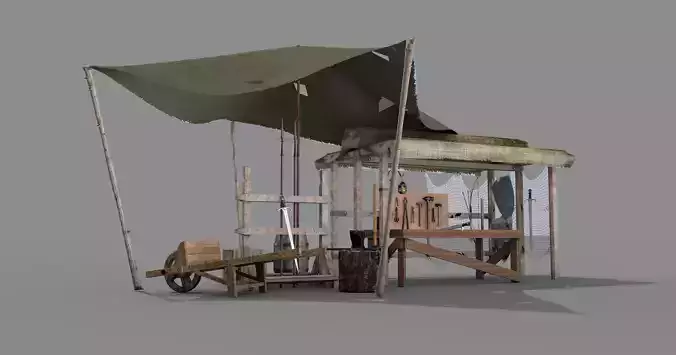 Medieval Market Stall 02 3D model