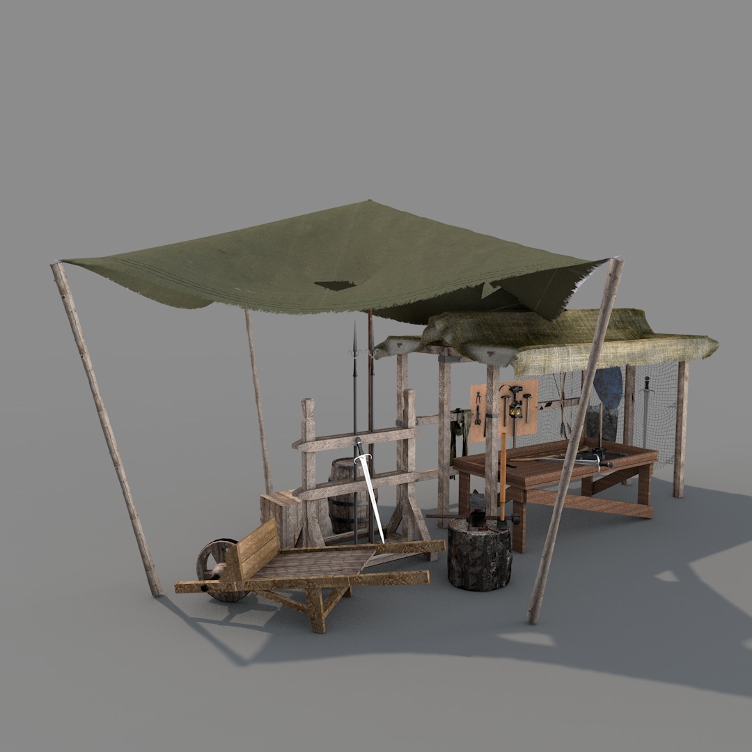 Medieval Market Stall 02 3D model_8