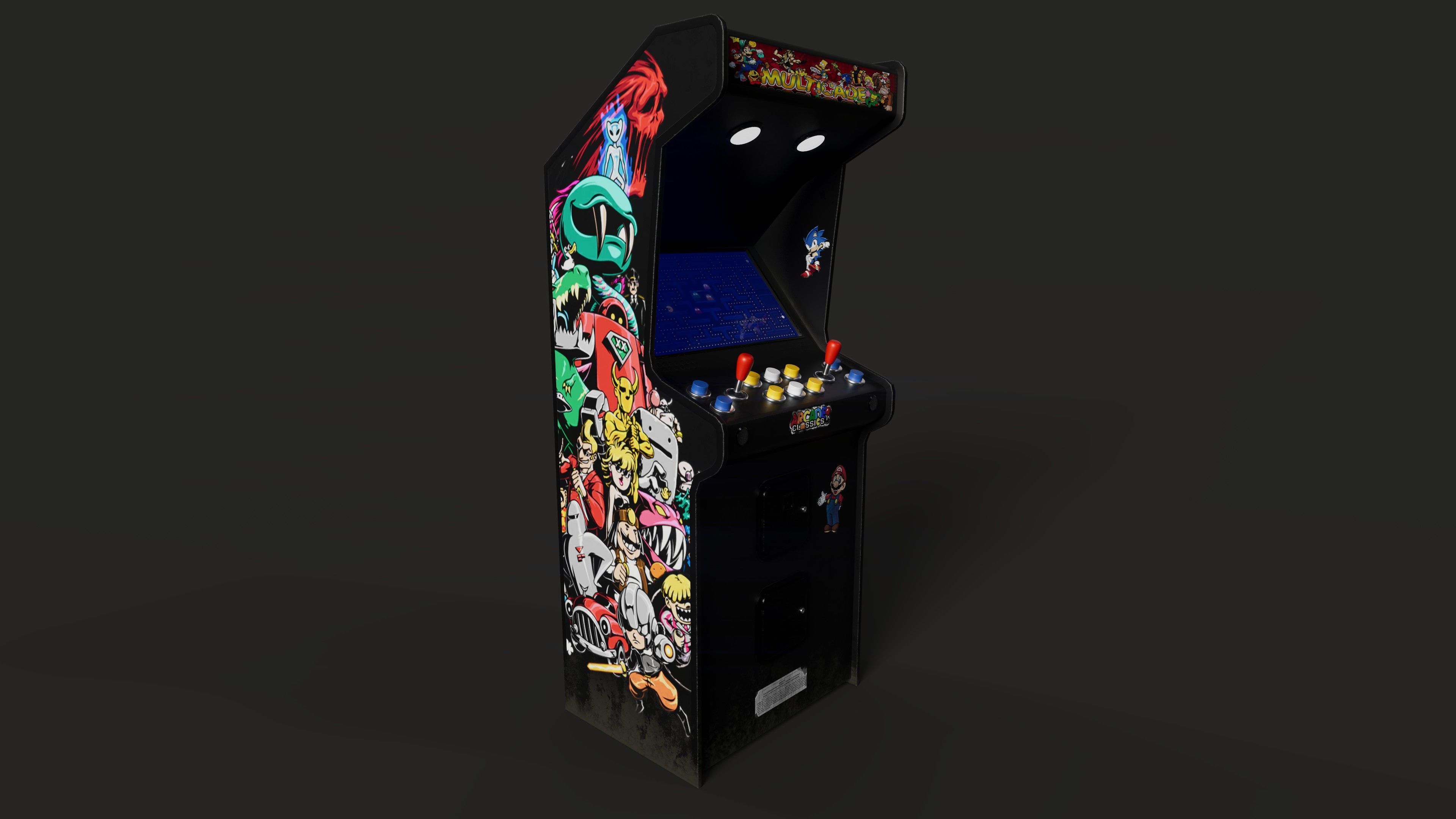 Retro Arcade Game Machine 01 Low-poly 3D model_3