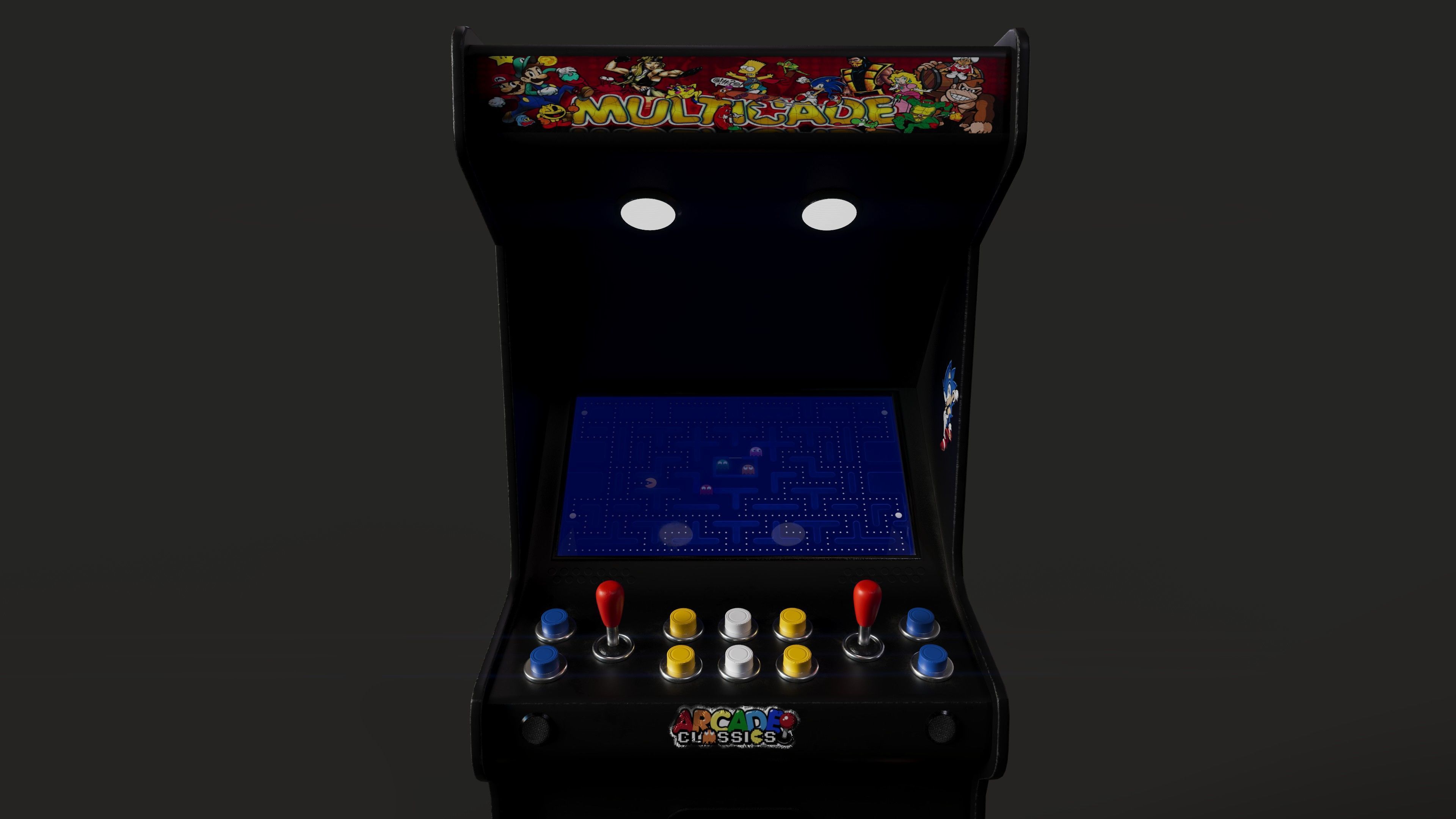 Retro Arcade Game Machine 01 Low-poly 3D model_11