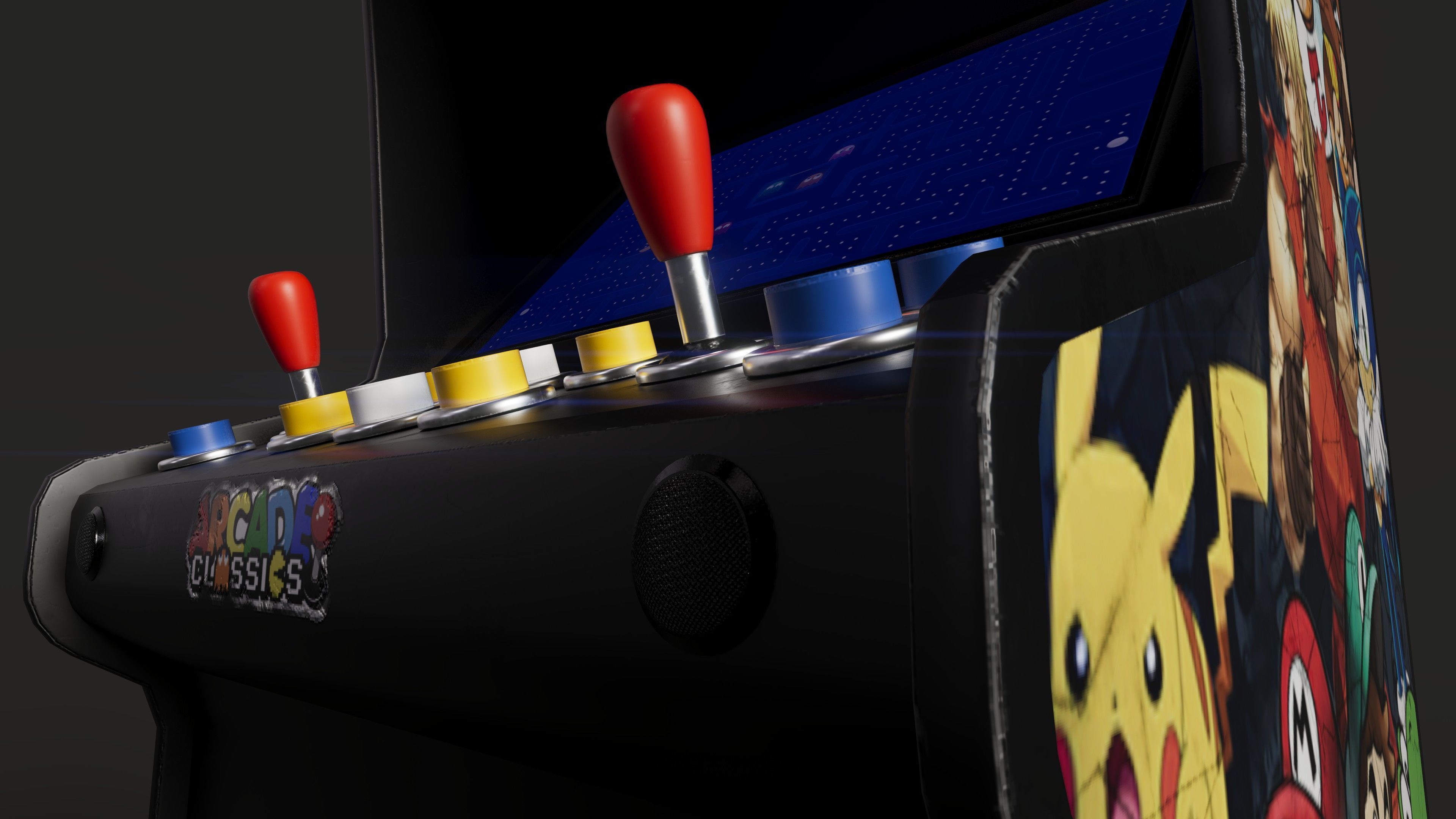 Retro Arcade Game Machine 01 Low-poly 3D model_17