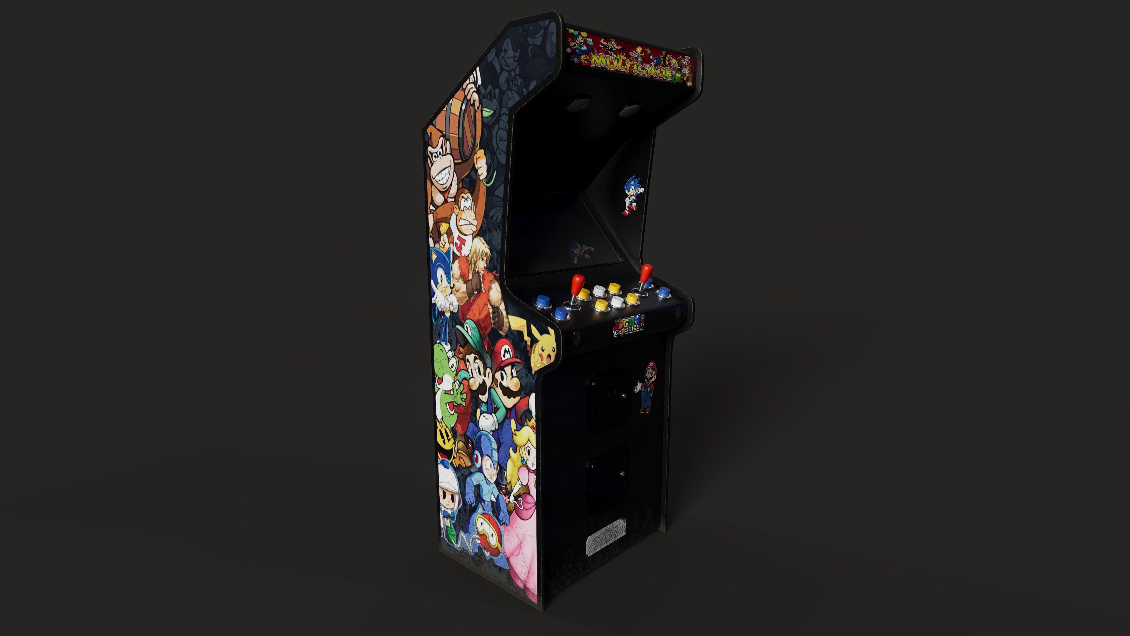 Retro Arcade Game Machine 01 Low-poly 3D model_4