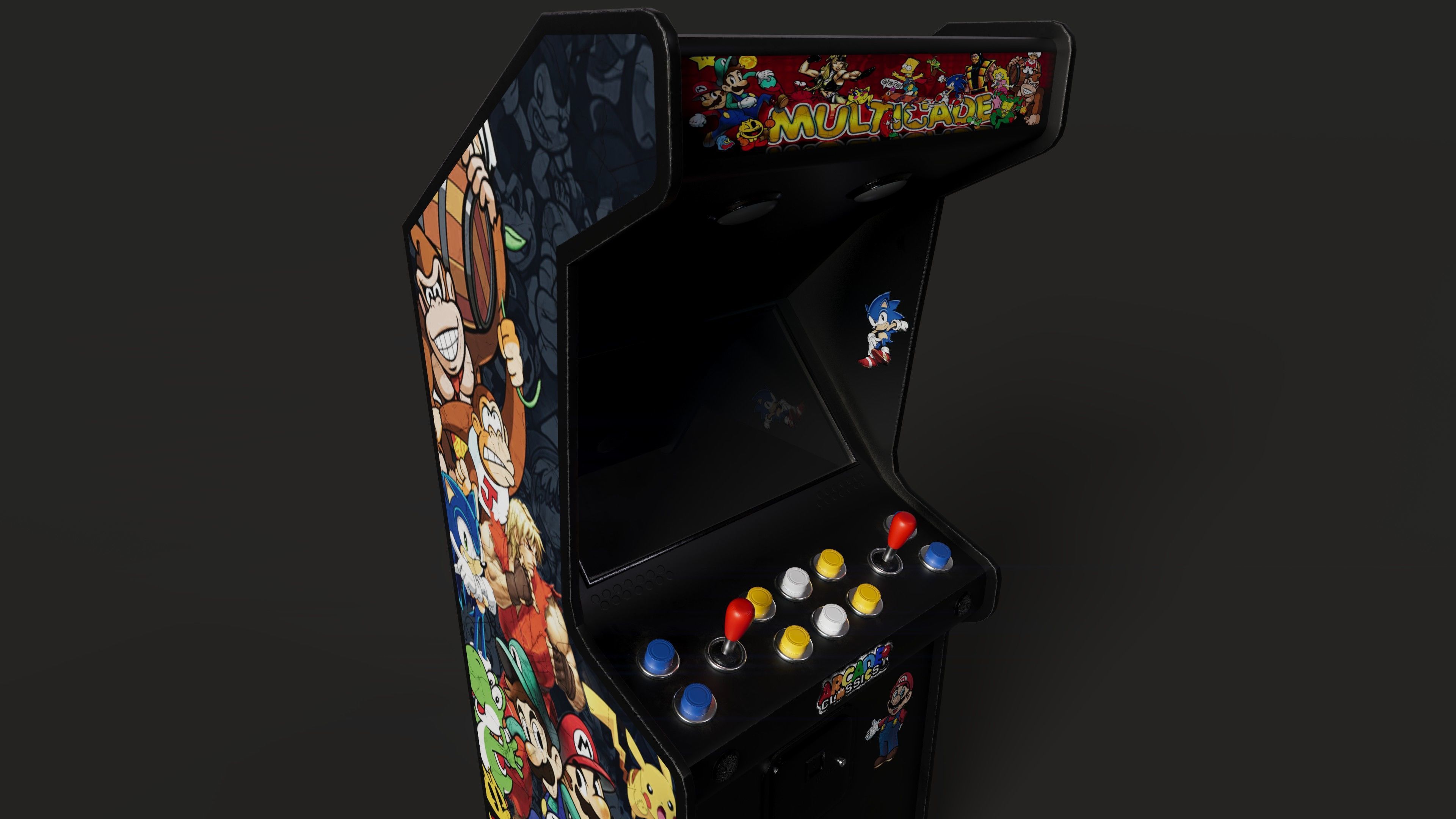 Retro Arcade Game Machine 01 Low-poly 3D model_10