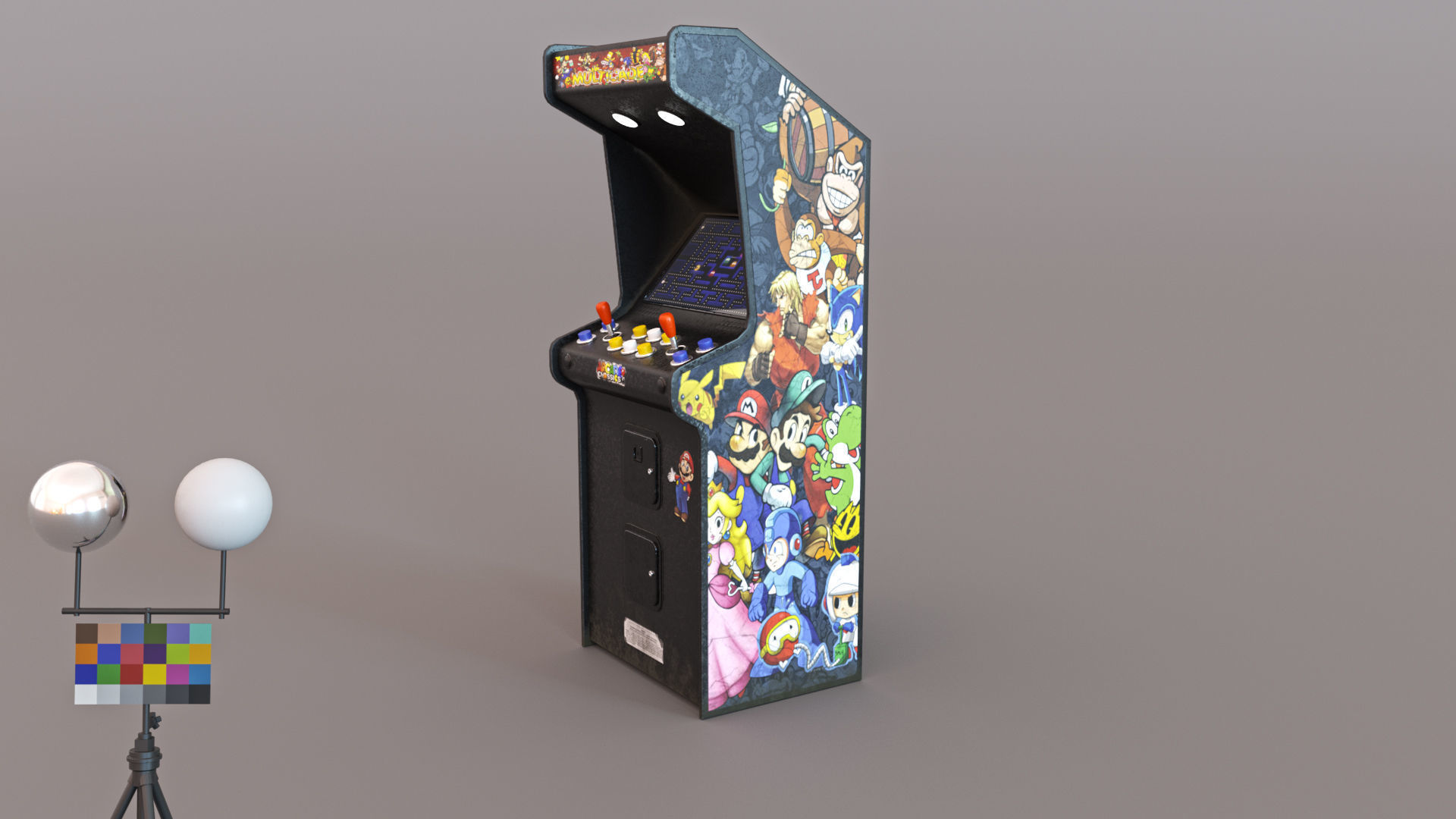 Retro Arcade Game Machine 01 Low-poly 3D model_6
