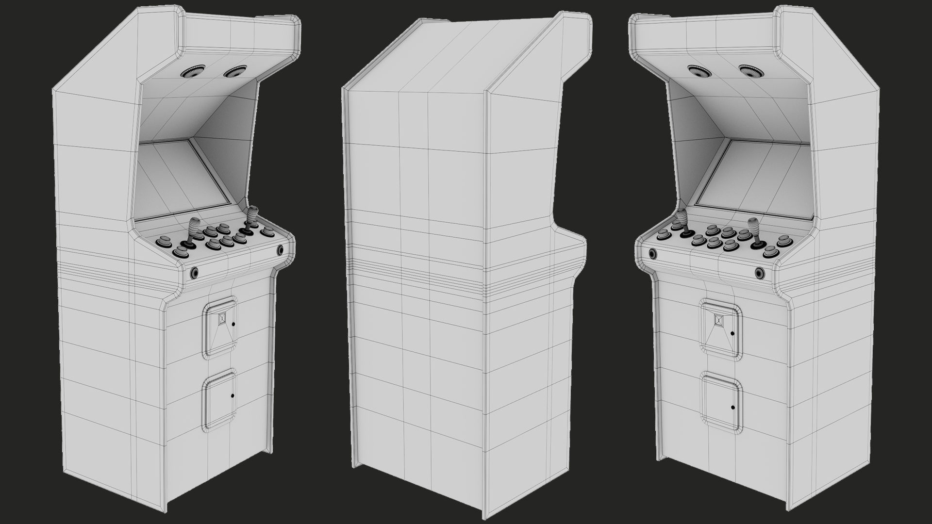 Retro Arcade Game Machine 01 Low-poly 3D model_9