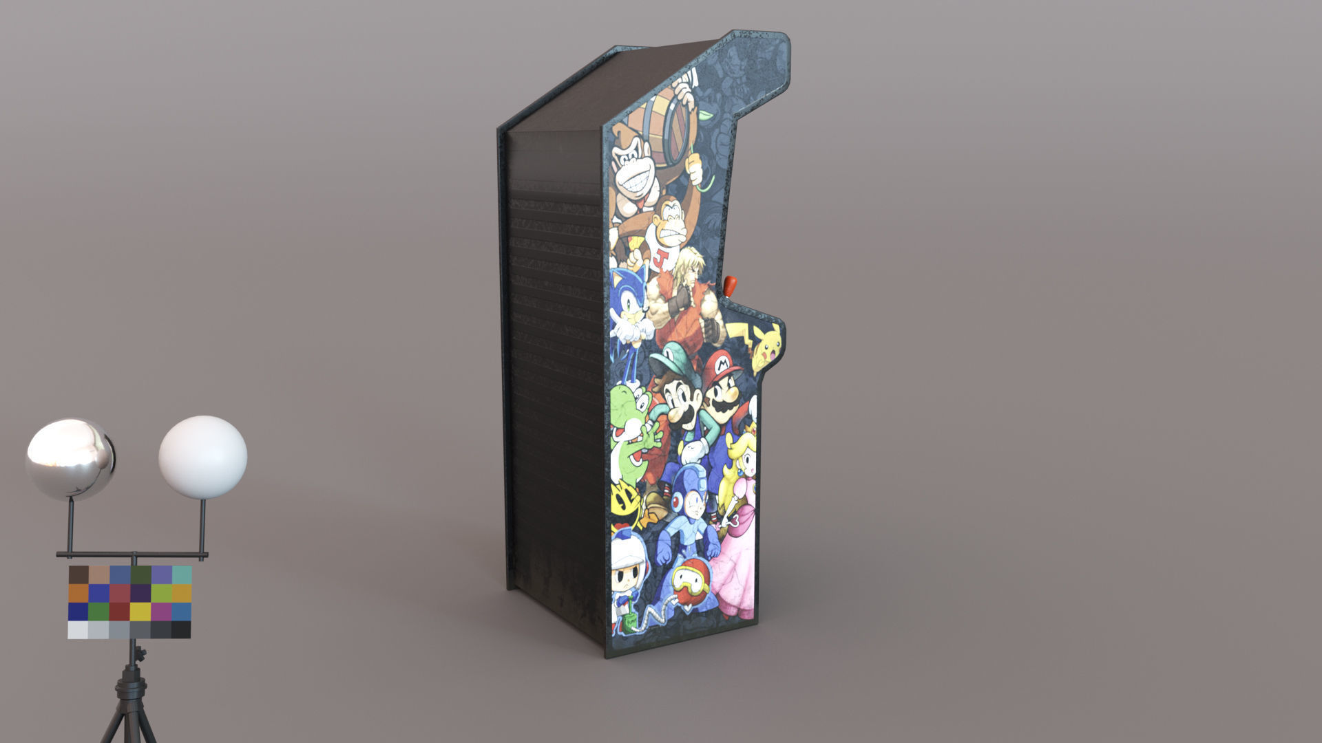 Retro Arcade Game Machine 01 Low-poly 3D model_8