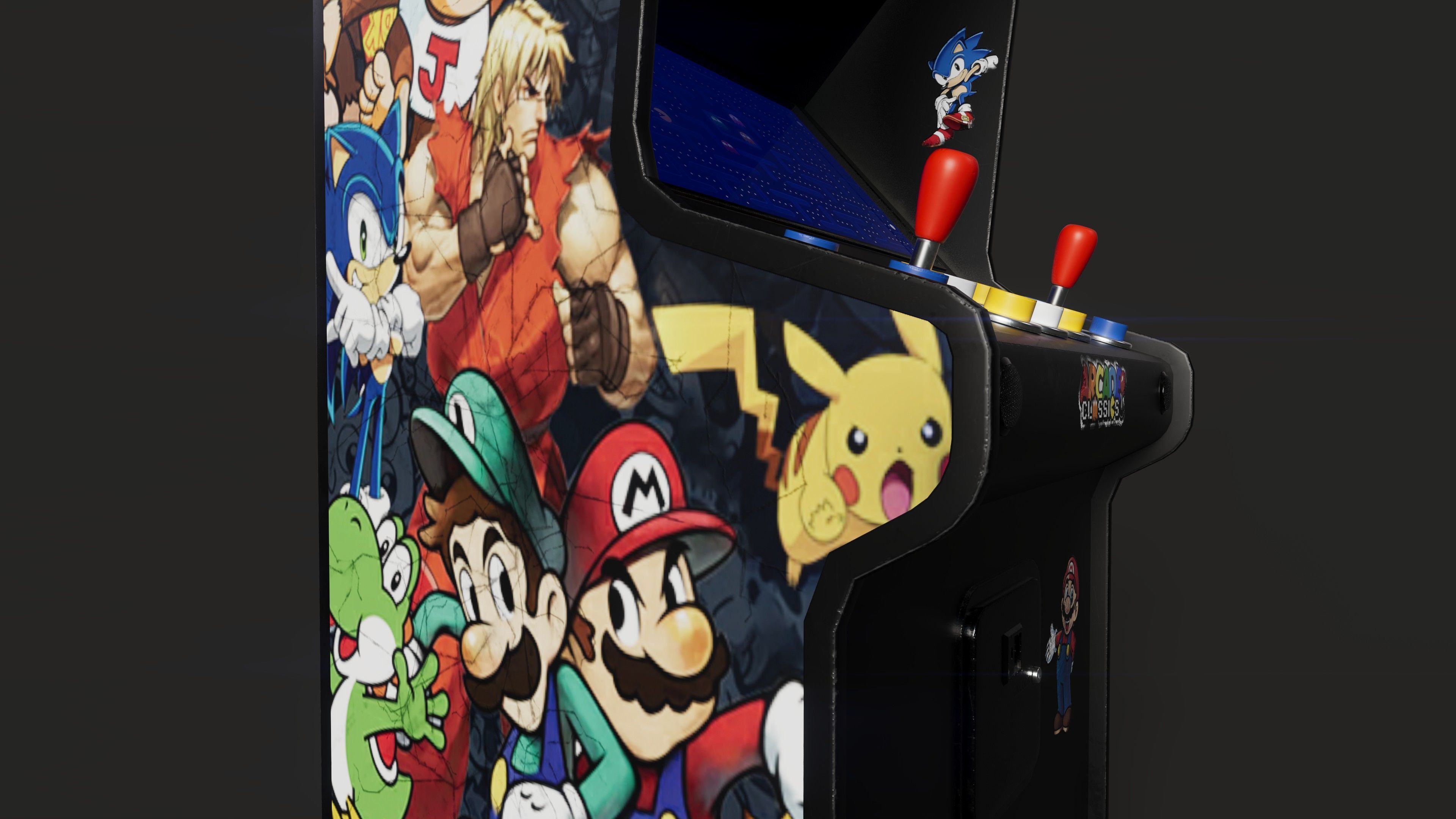 Retro Arcade Game Machine 01 Low-poly 3D model_16