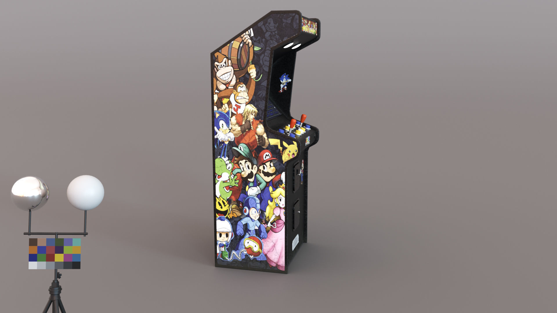 Retro Arcade Game Machine 01 Low-poly 3D model_7