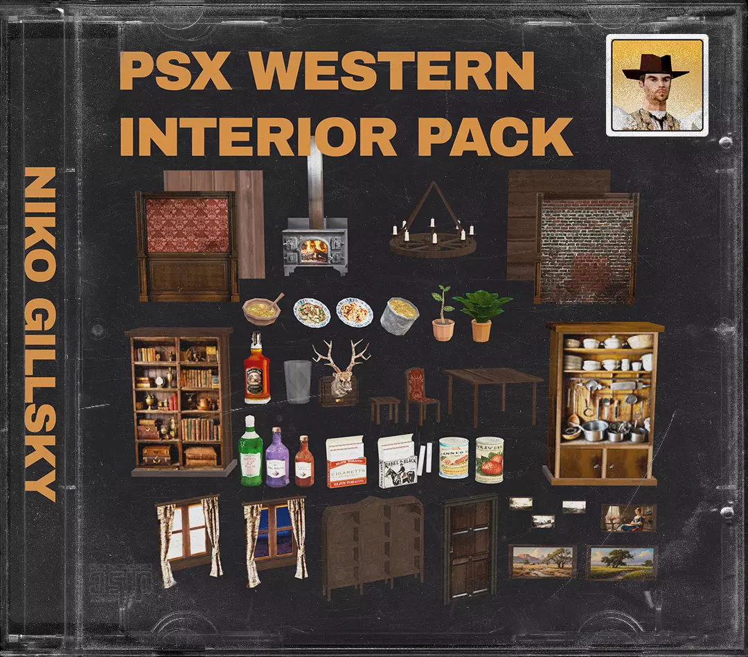 PSX Western Interior Pack Low-poly 3D model_0