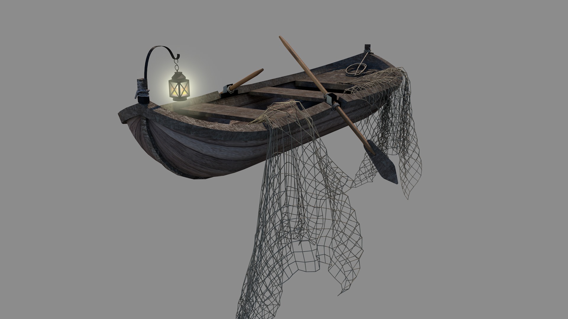 Medieval Fishing Boat 3D model_5