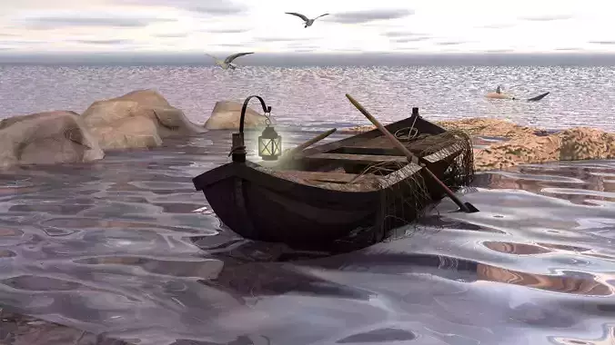 Medieval Fishing Boat 3D model