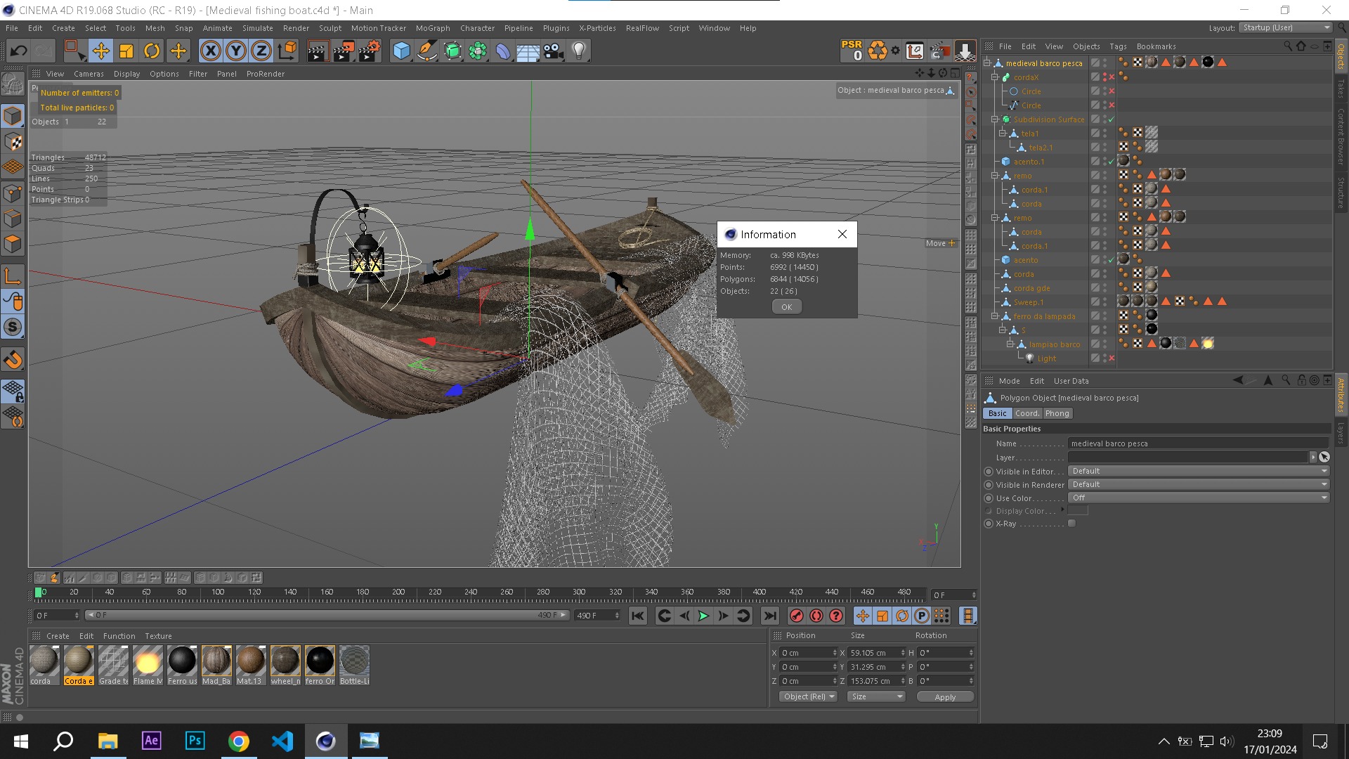Medieval Fishing Boat 3D model_14