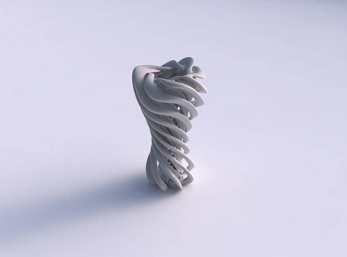 Vase straight double twisted with collapsed top wavy top