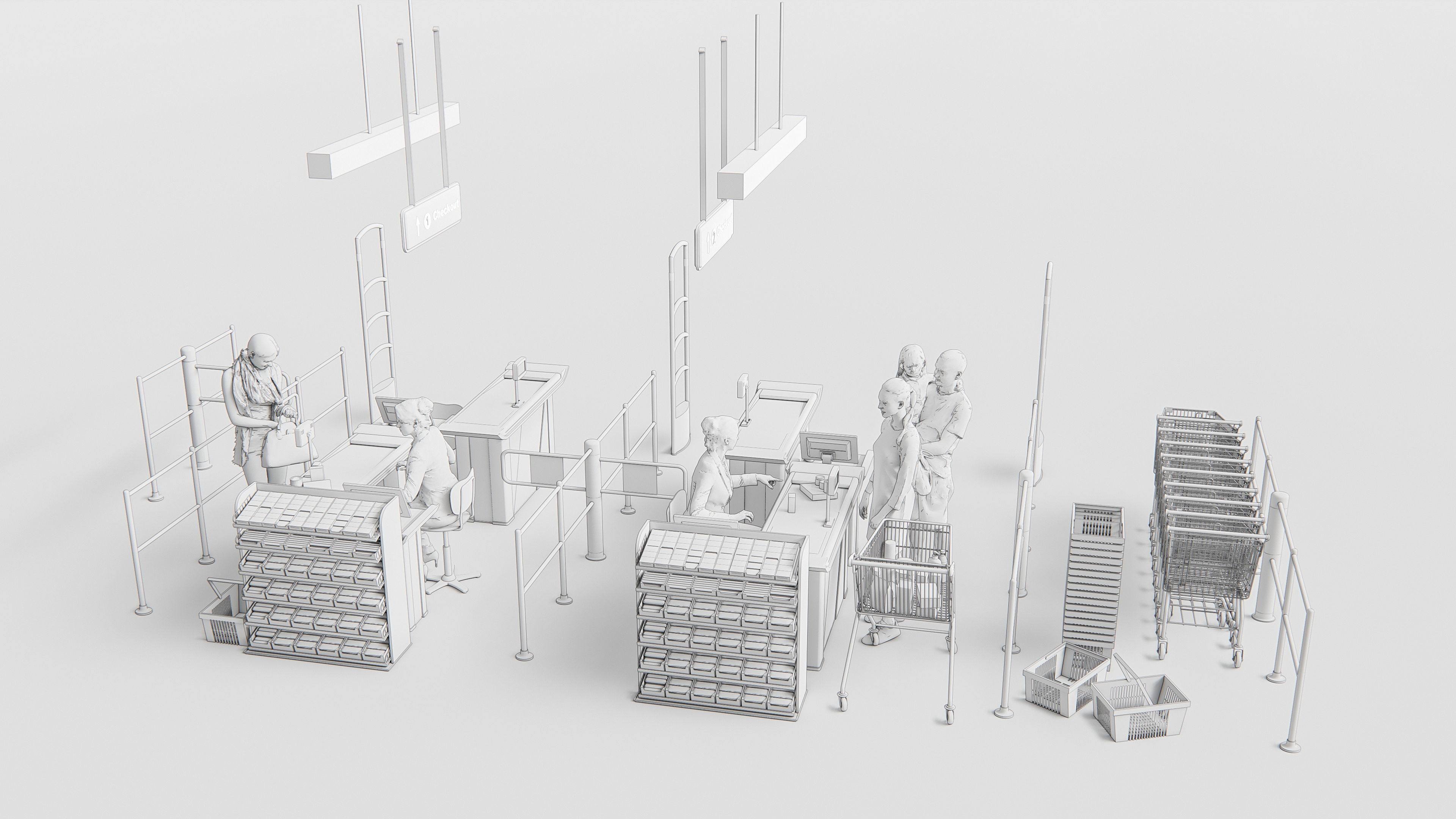 Supermarket Shop Store Elements checkout 5 3D model_19