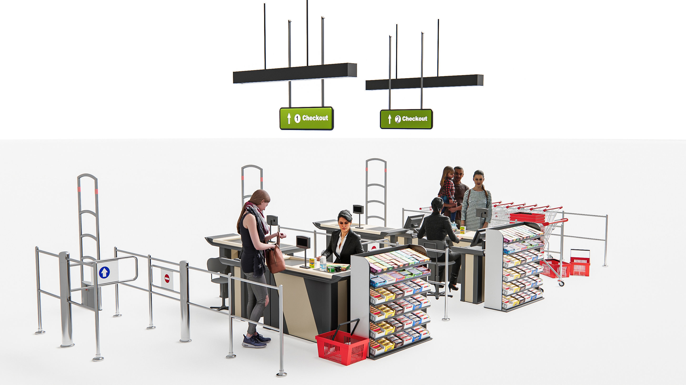 Supermarket Shop Store Elements checkout 5 3D model_14