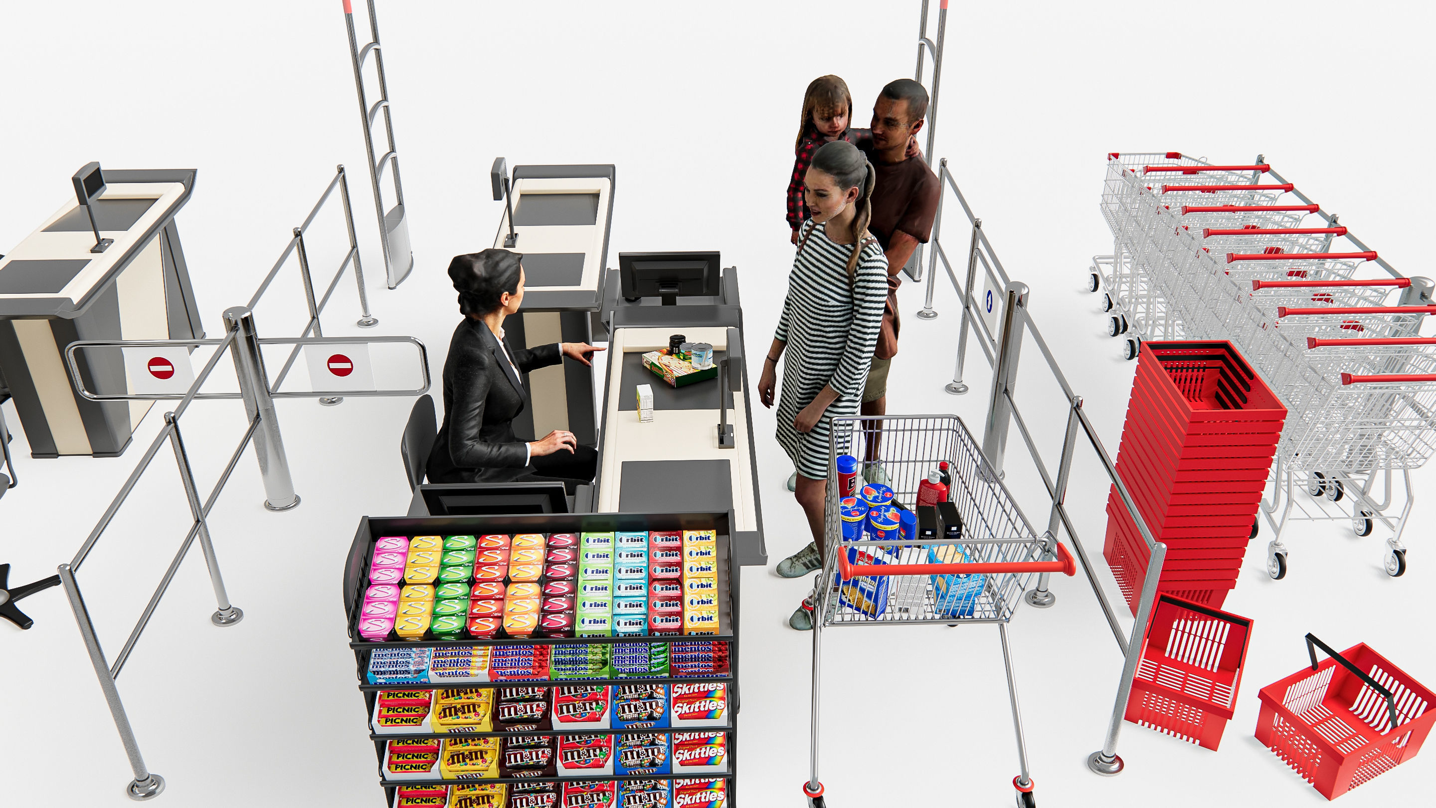 Supermarket Shop Store Elements checkout 5 3D model_5
