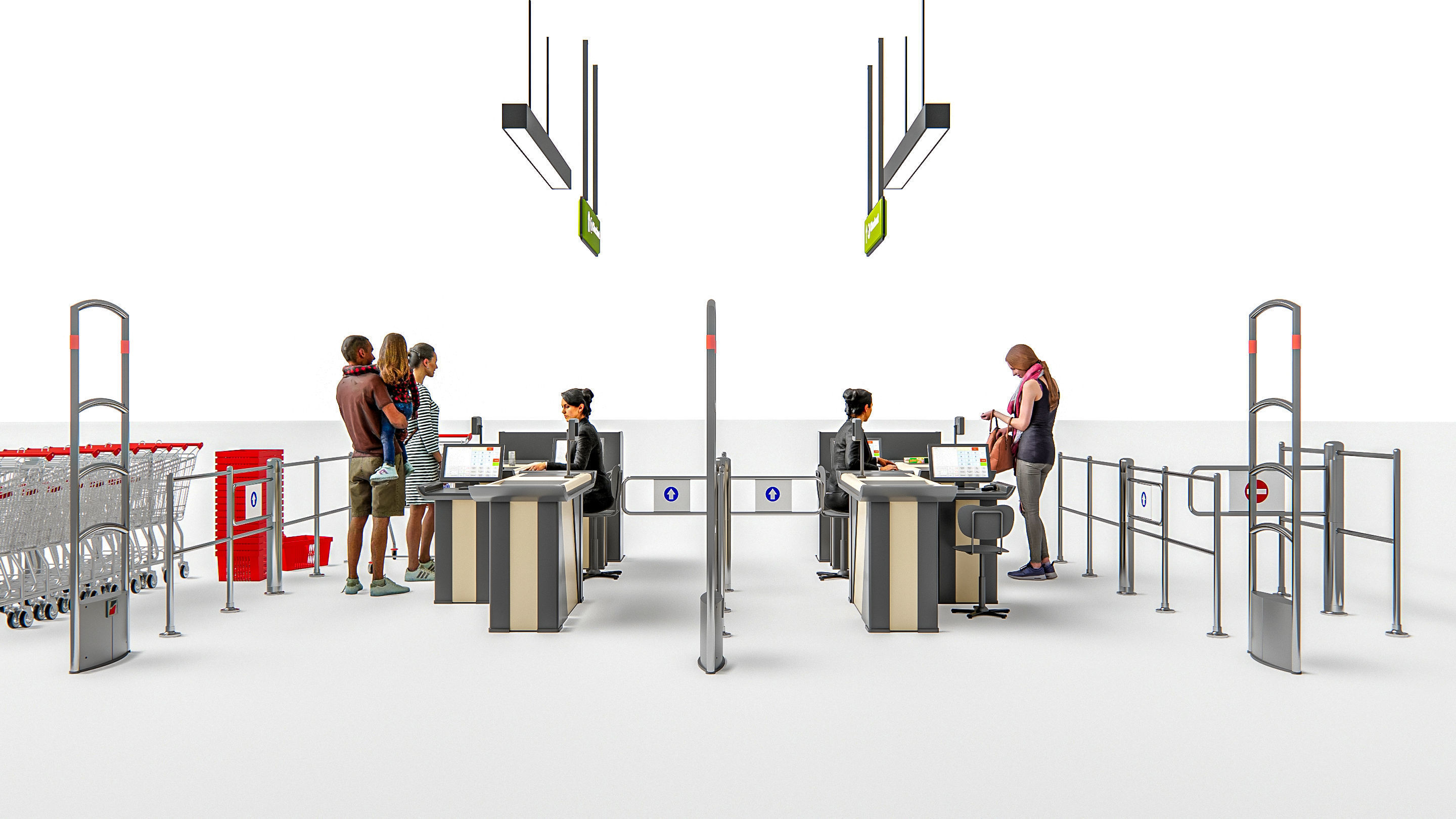 Supermarket Shop Store Elements checkout 5 3D model_16