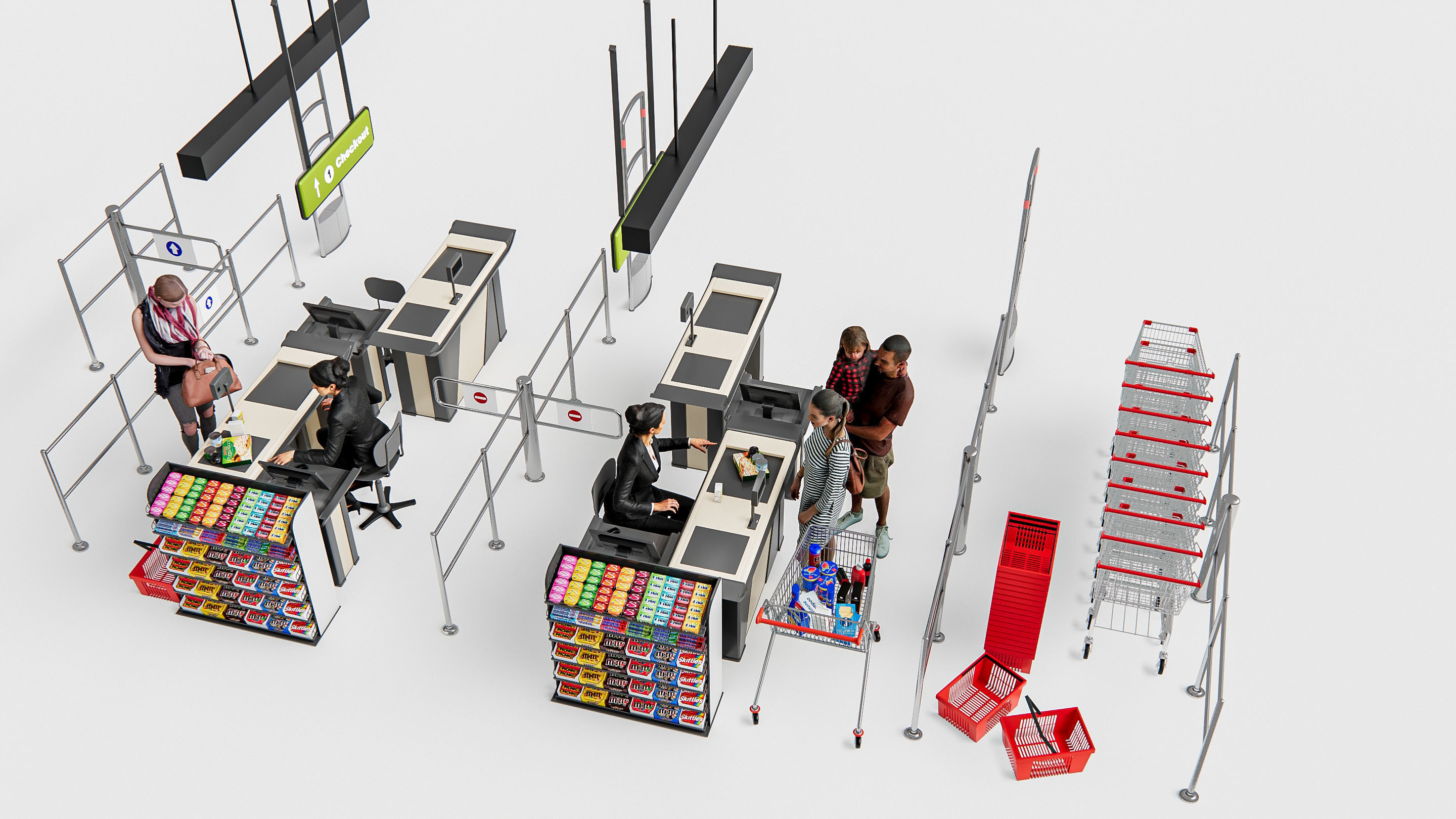 Supermarket Shop Store Elements checkout 5 3D model_13