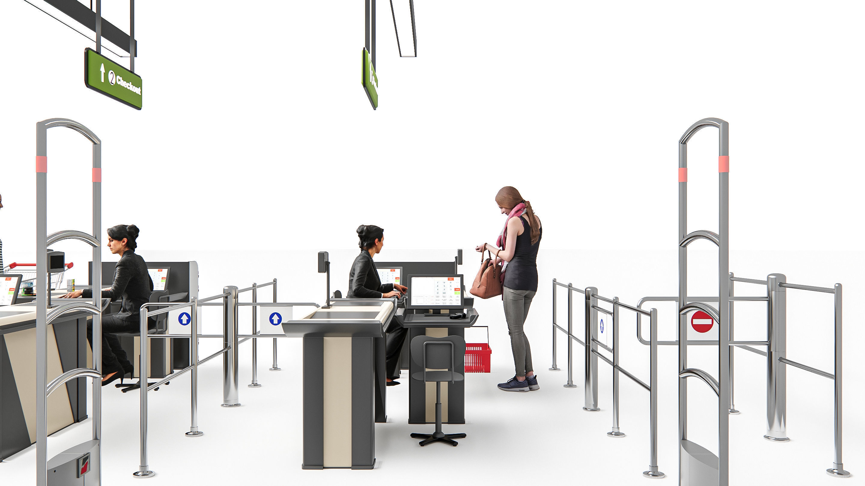 Supermarket Shop Store Elements checkout 5 3D model_17