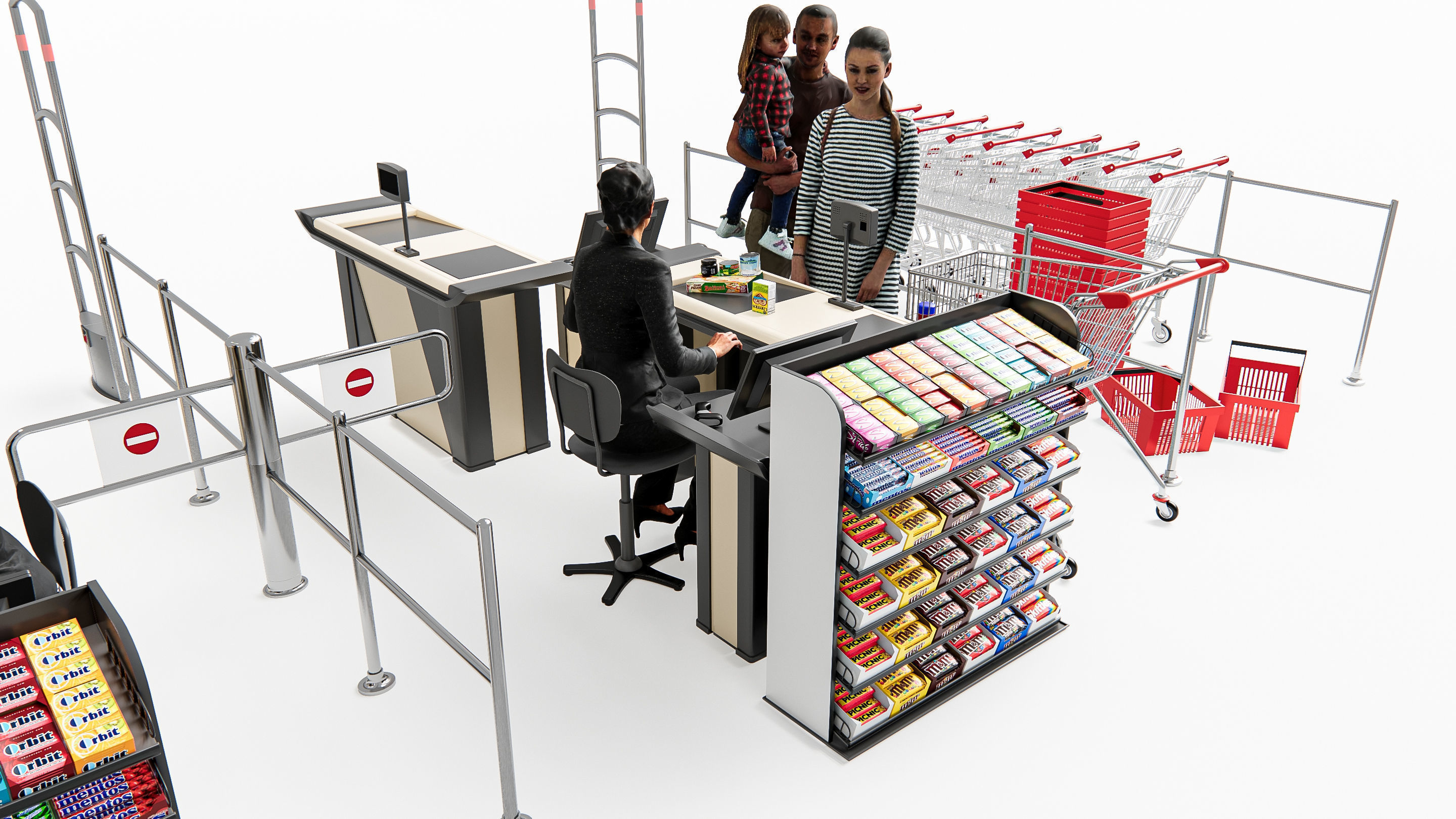 Supermarket Shop Store Elements checkout 5 3D model_8
