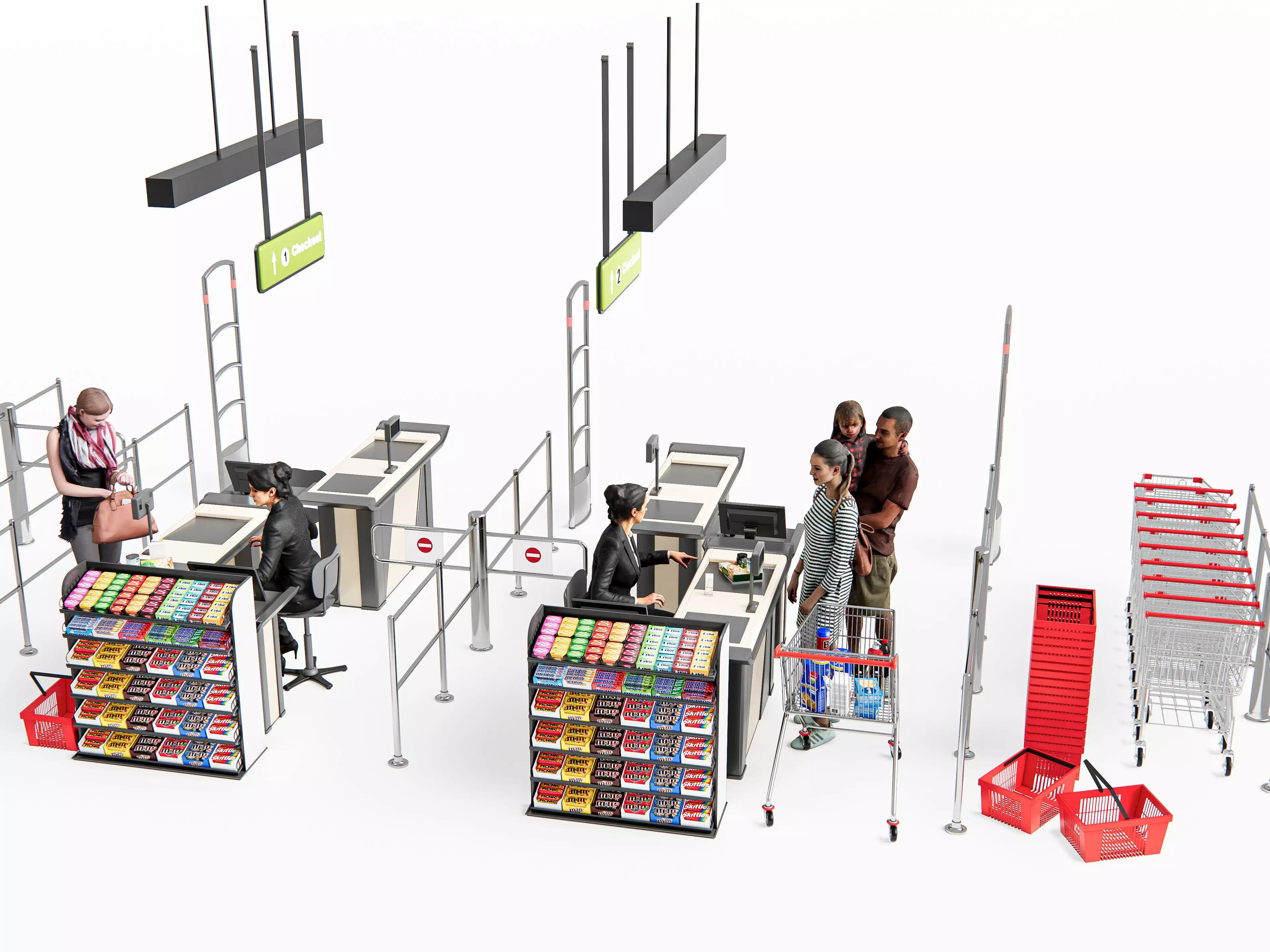 Supermarket Shop Store Elements checkout 5 3D model_0