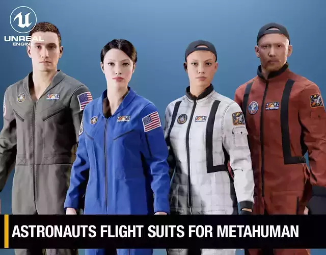 Astronauts Flight Suits For MetaHuman - Rigged - Game Ready