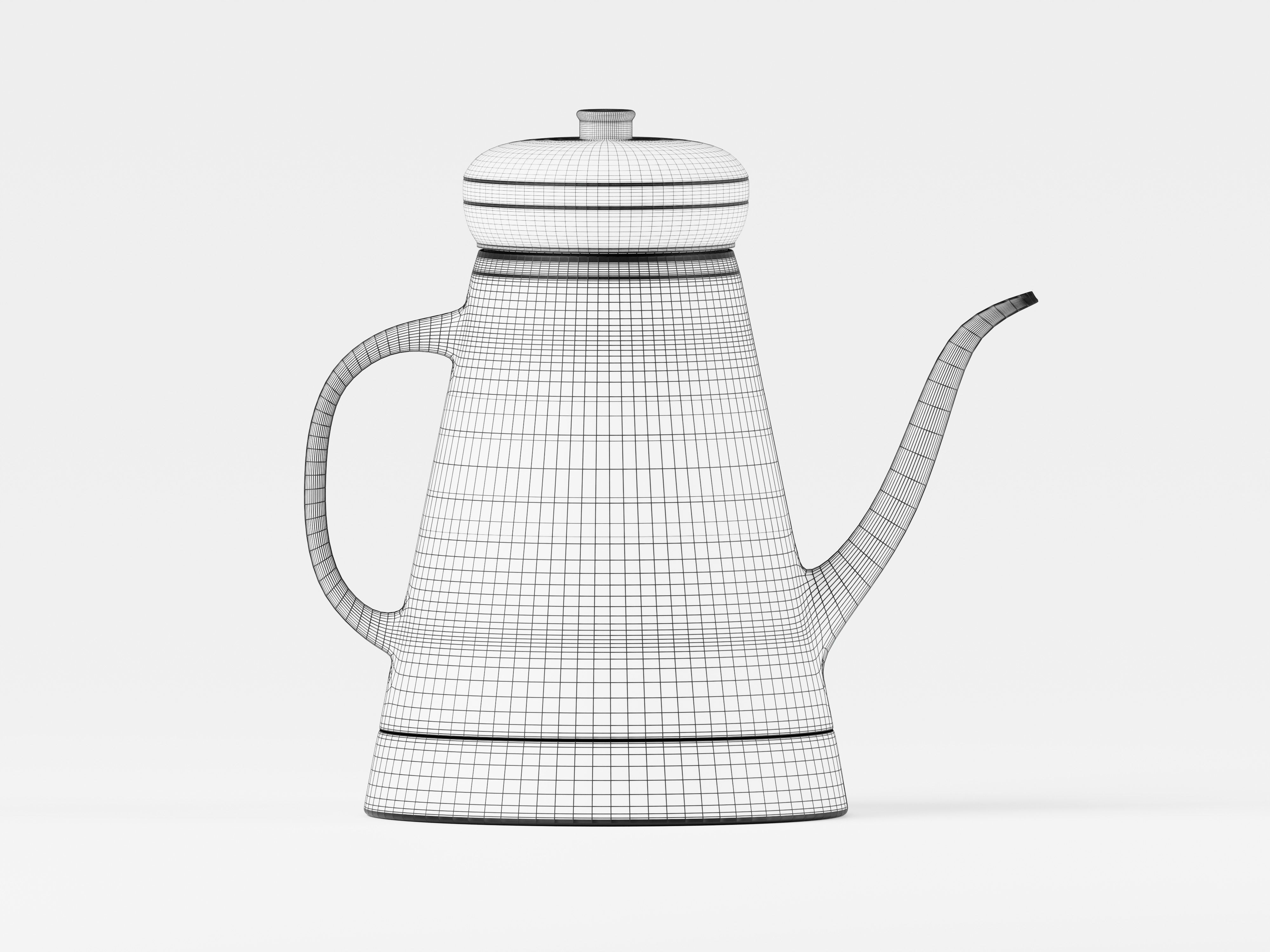 Metal Tea Kettle 3D Model Low-poly 3D model_3