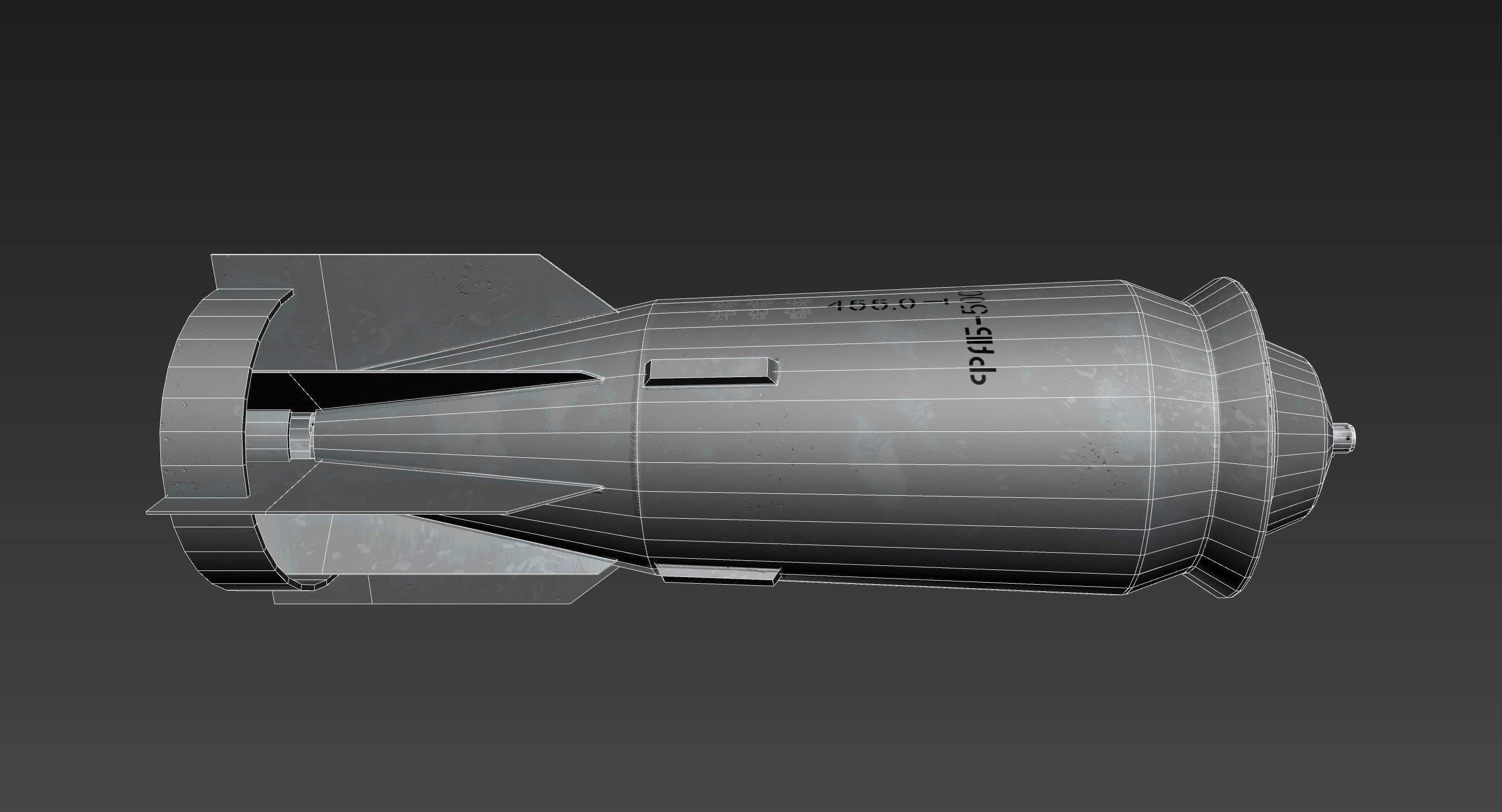 FAB500-M54 Soviet Russian Aircraft Bomb Game Ready PBR Model  Low-poly 3D model_23